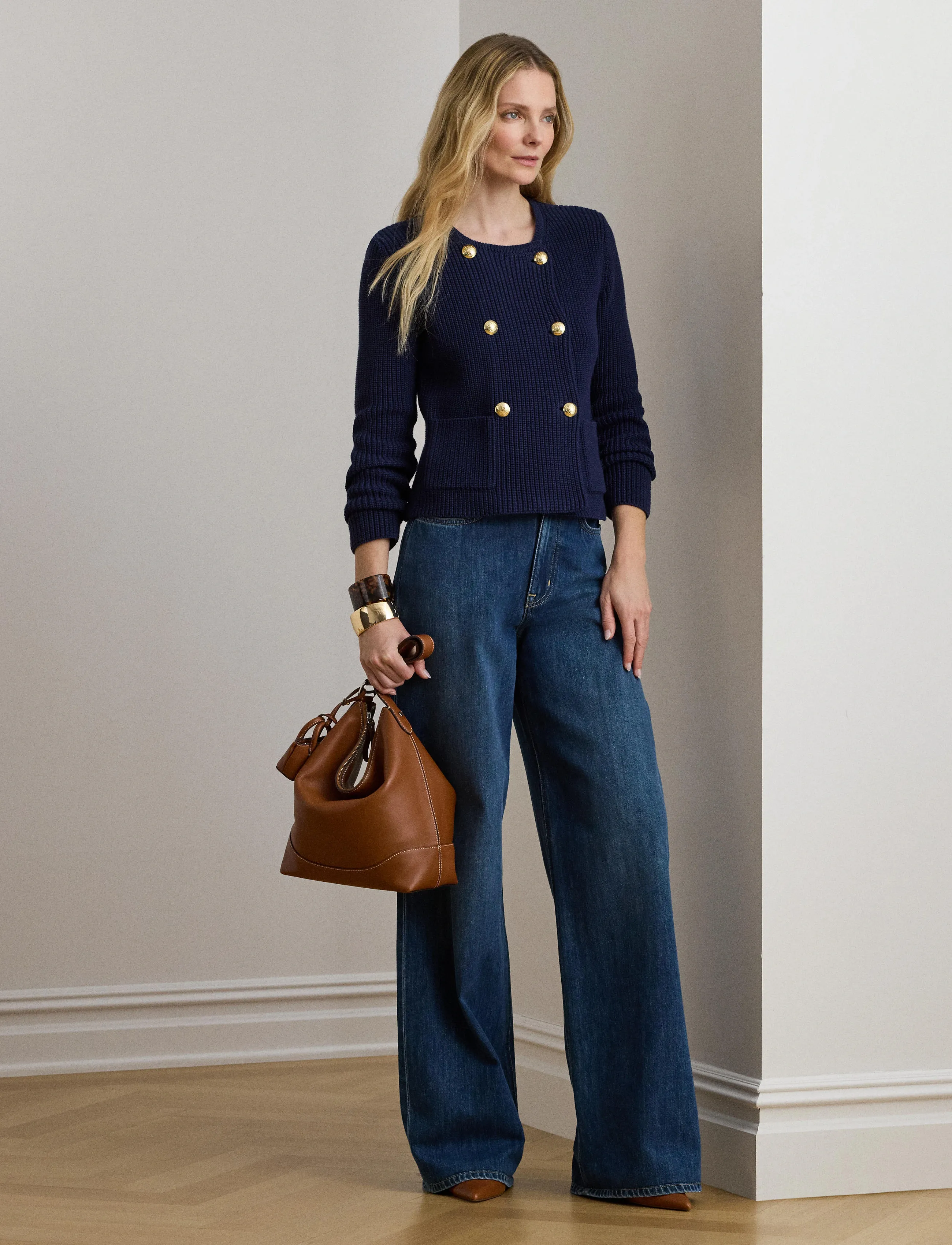 Lauren Ralph Lauren - COMBED COTTON-SWEATER-CARDIGAN - cardigans - refined navy - 2