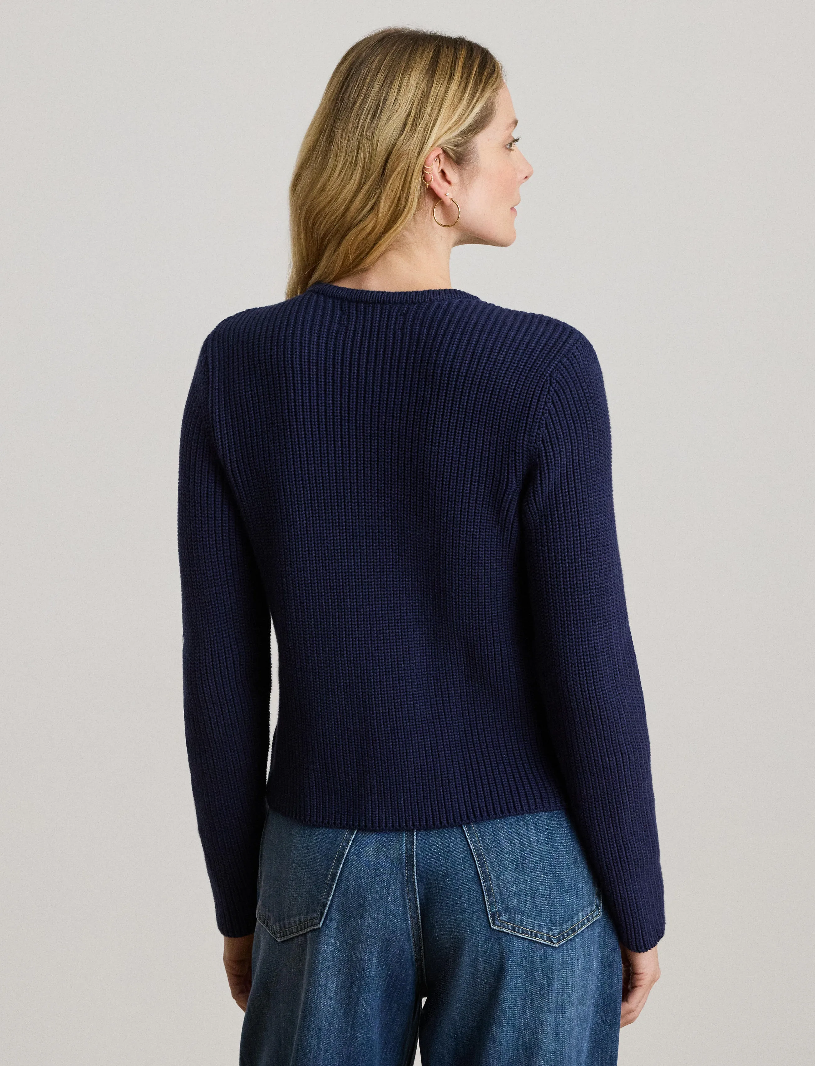 Lauren Ralph Lauren - COMBED COTTON-SWEATER-CARDIGAN - cardigans - refined navy - 3