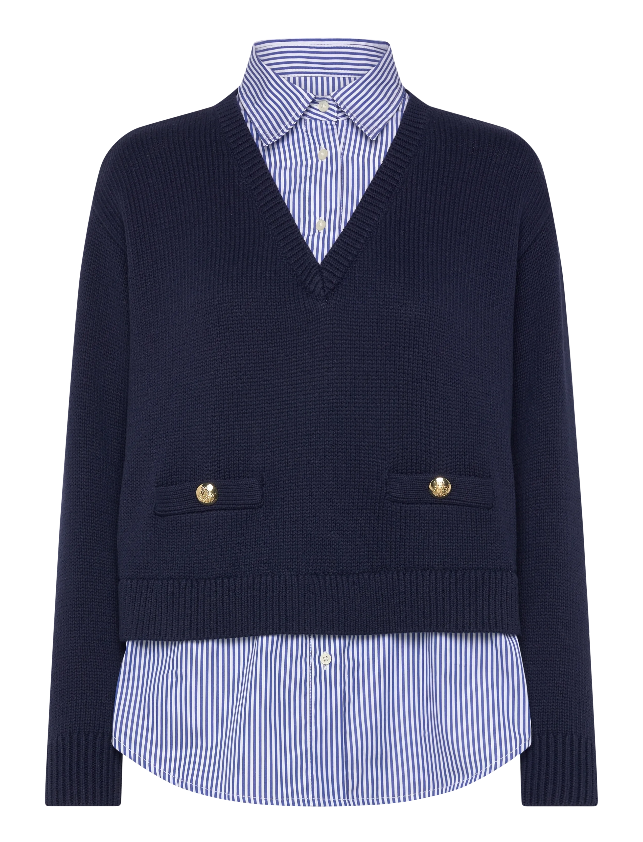 Lauren Ralph Lauren COMBED COTTON-SWEATER-PULLOVER - Transitional Layering - REFINED NAVY MULT / navy