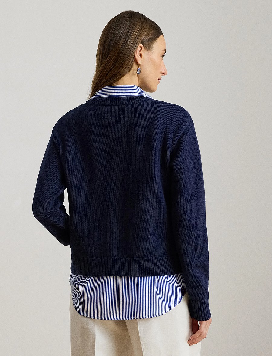 Lauren Ralph Lauren - COMBED COTTON-SWEATER-PULLOVER - langärmlige hemden - refined navy mult - 3