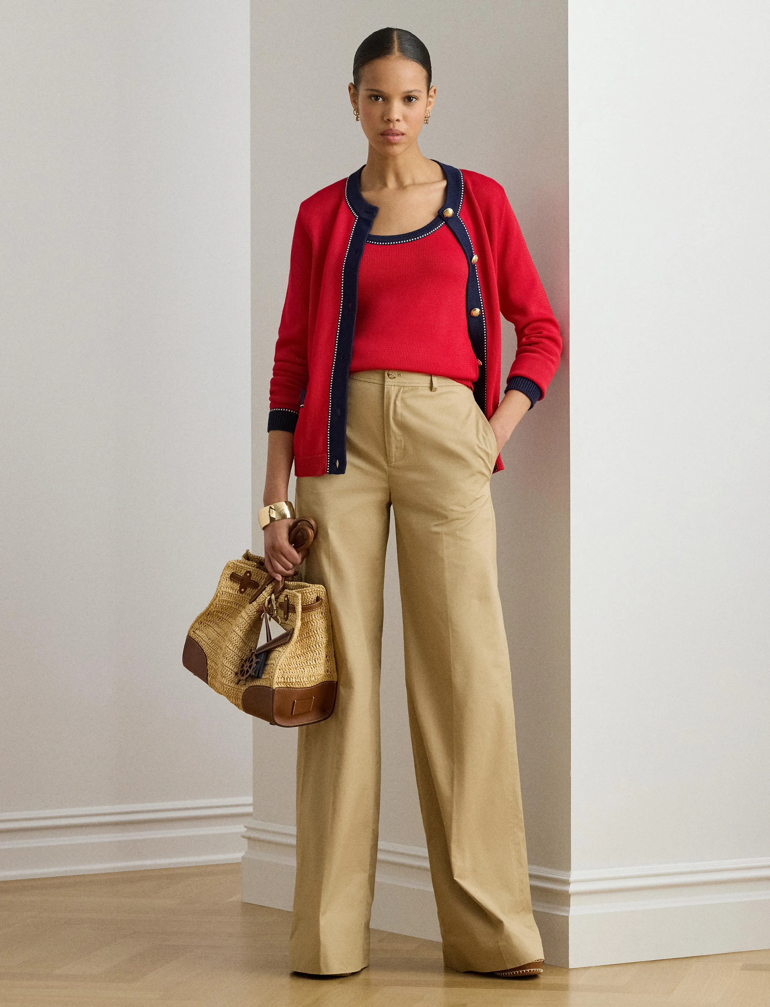 Lauren Ralph Lauren MATTE RAYON PL CTN-SWEATER-CARDIGAN - Ralph Lauren - CRUISE RED MULTI / red