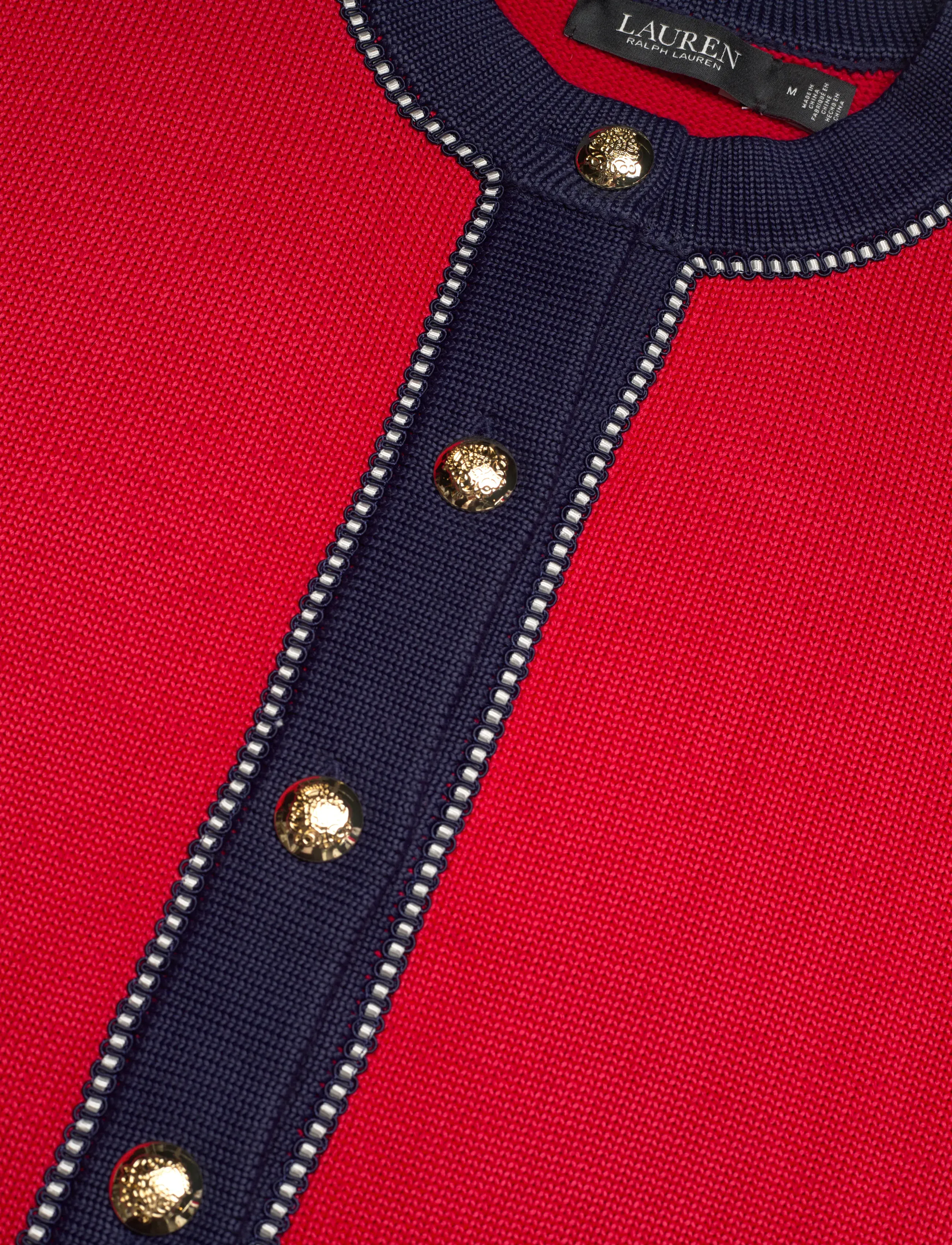 Lauren Ralph Lauren - MATTE RAYON PL CTN-SWEATER-CARDIGAN - cardigans - cruise red multi - 4