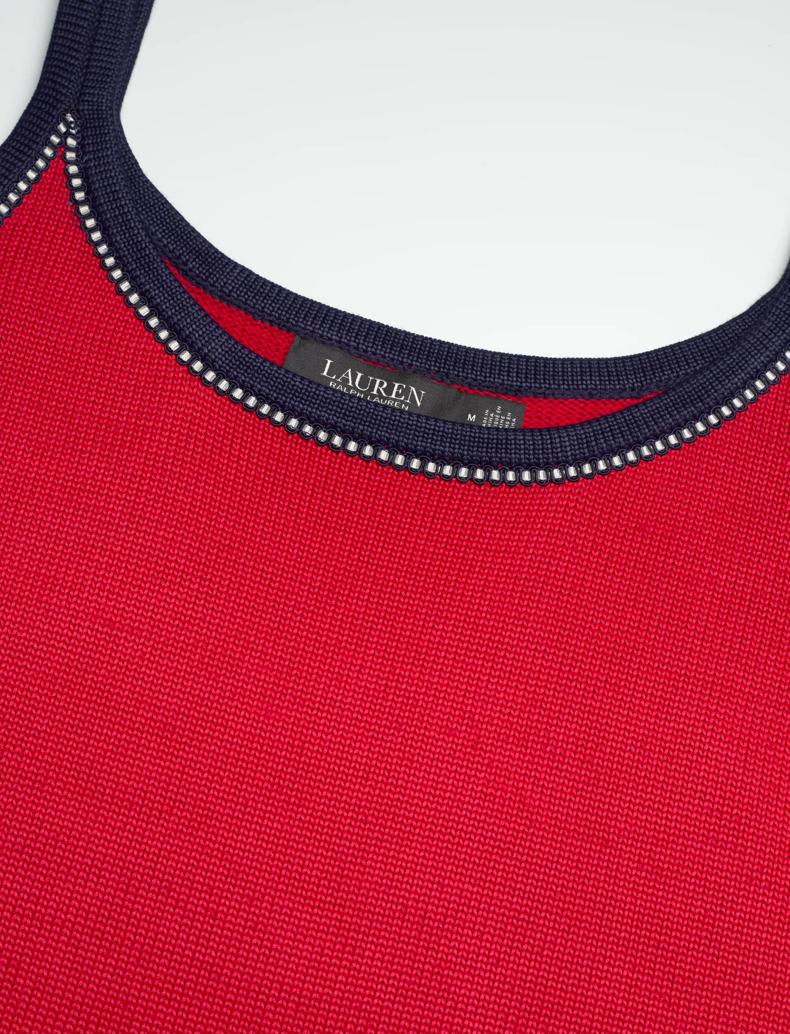 Lauren Ralph Lauren - Two-Tone Cotton-Blend Sweater Tank Top - Ärmellose tops - cruise red multi - 4
