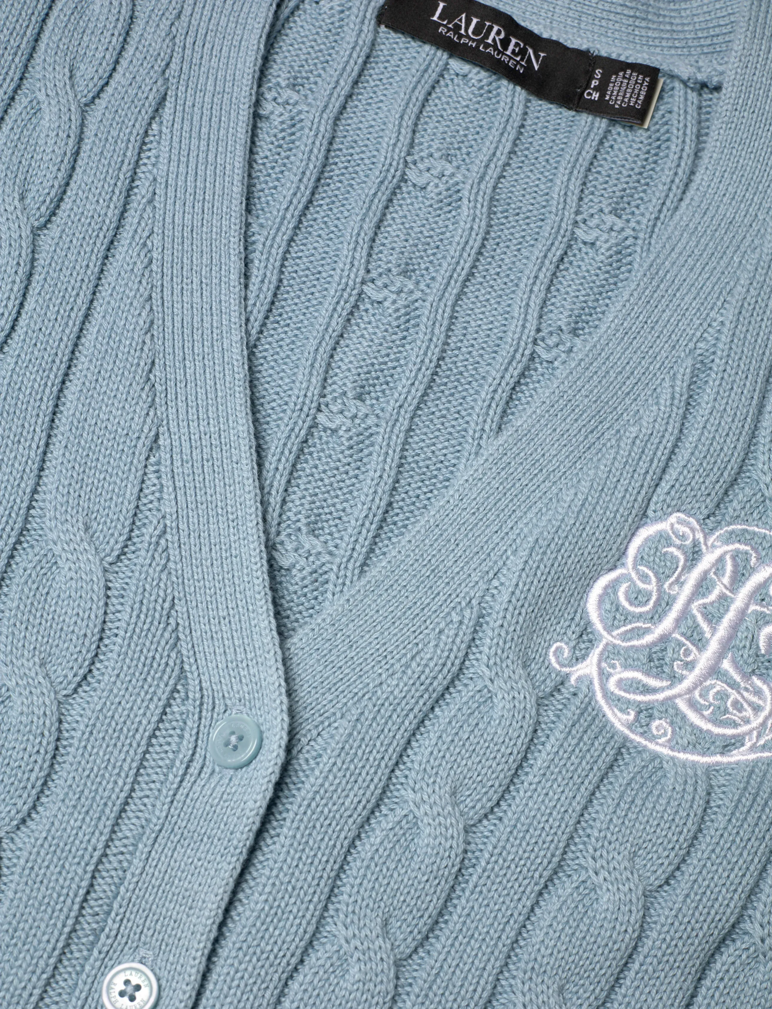 Lauren Ralph Lauren - GASSED COTTON-SWEATER-CARDIGAN - koftor - blue note - 2