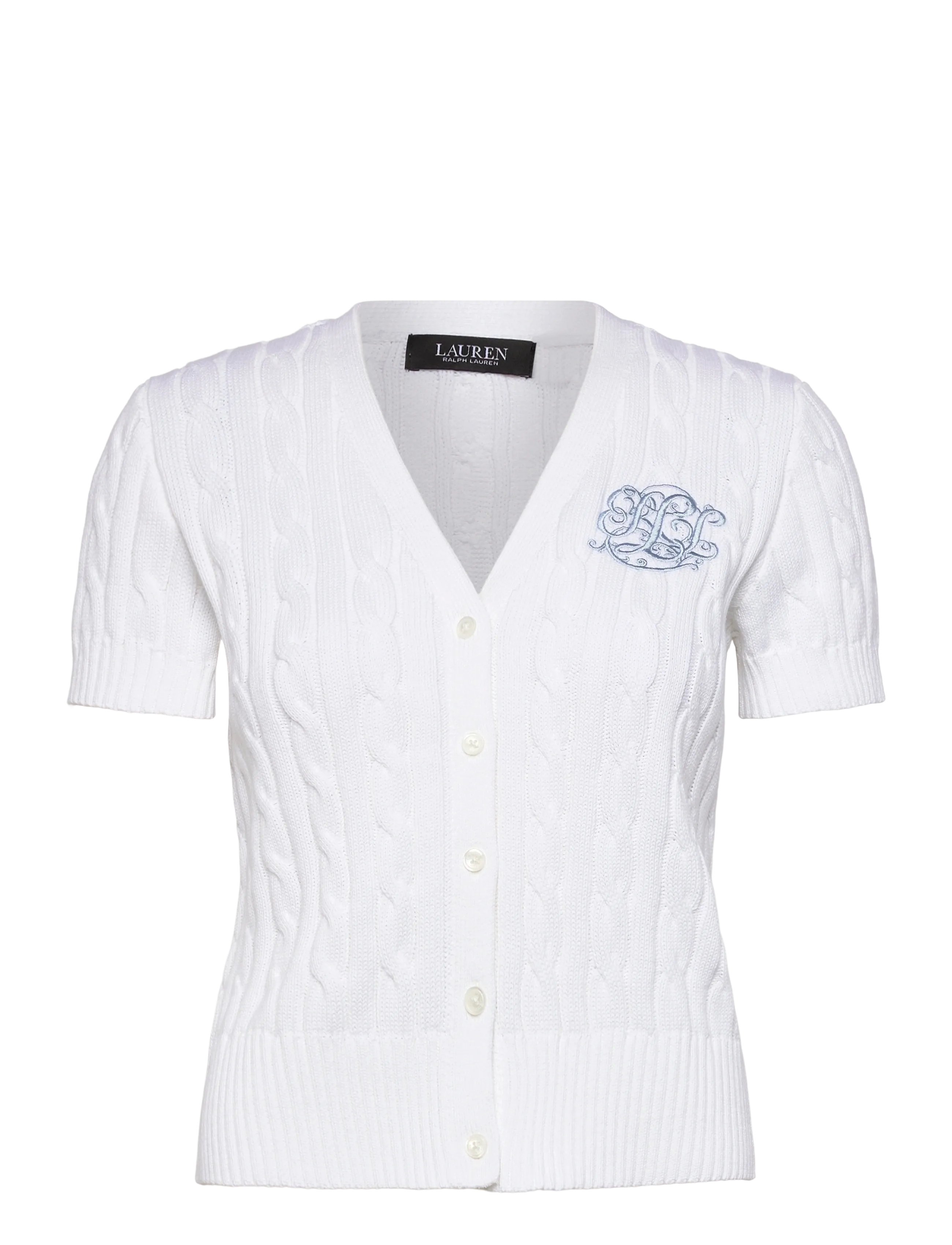 Lauren Ralph Lauren GASSED COTTON-SWEATER-CARDIGAN - Cardigans - WHITE / white