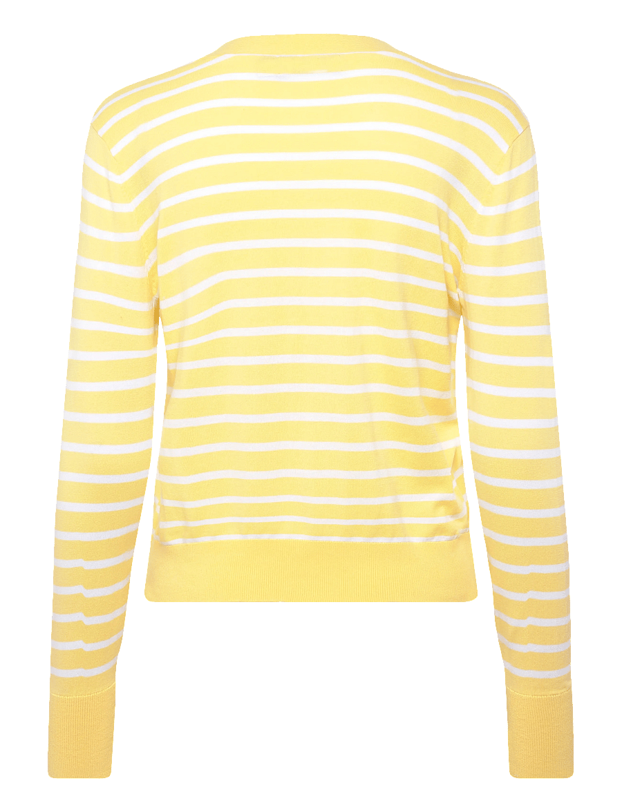Lauren Ralph Lauren - SUPERFINE COTTON-SWEATER-CARDIGAN - koftor - lemon sorbet/whit - 2