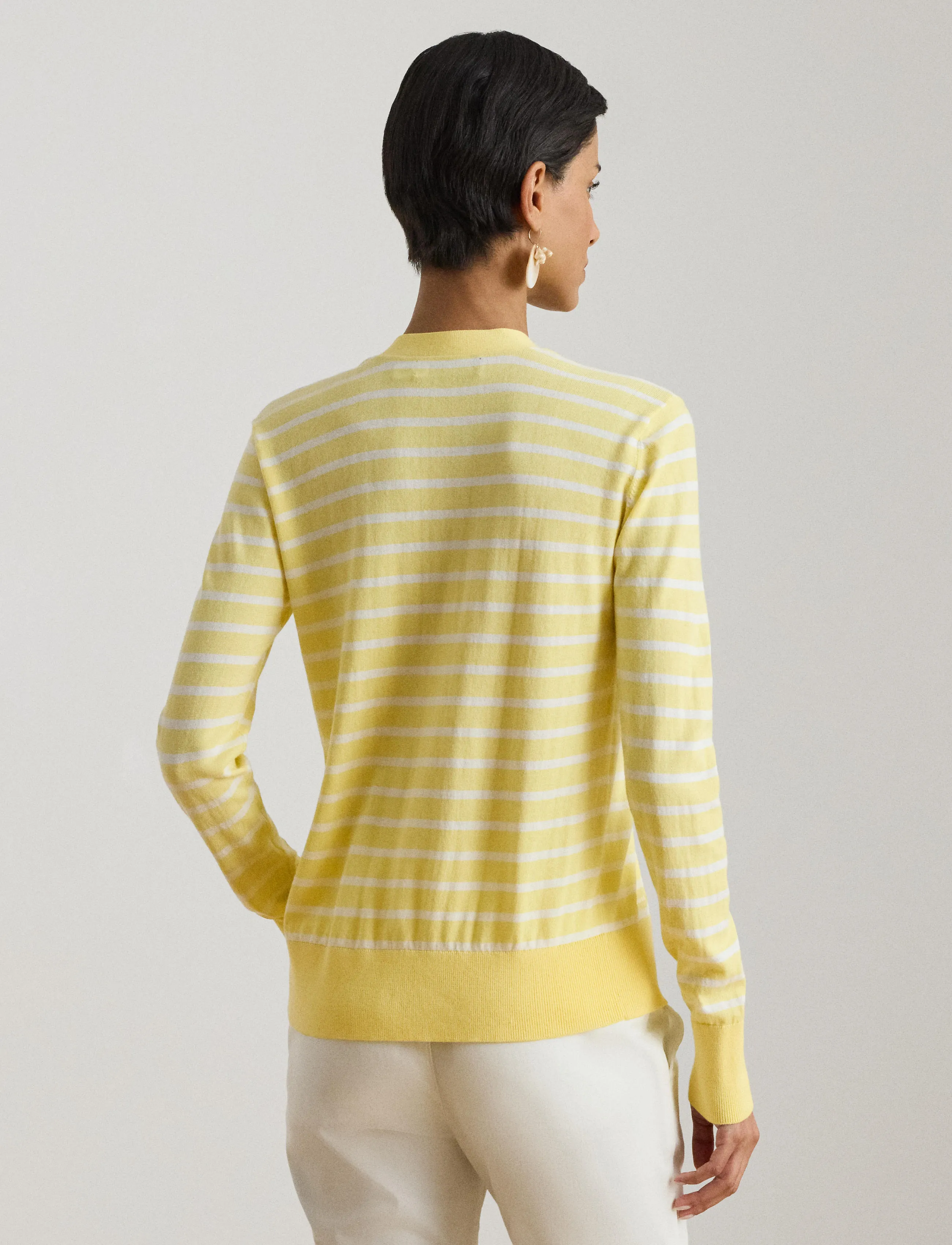 Lauren Ralph Lauren - SUPERFINE COTTON-SWEATER-CARDIGAN - cardigans - lemon sorbet/whit - 5