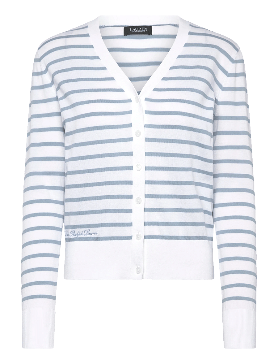 Lauren Ralph Lauren - SUPERFINE COTTON-SWEATER-CARDIGAN - kardiganid - white/blue note - 1