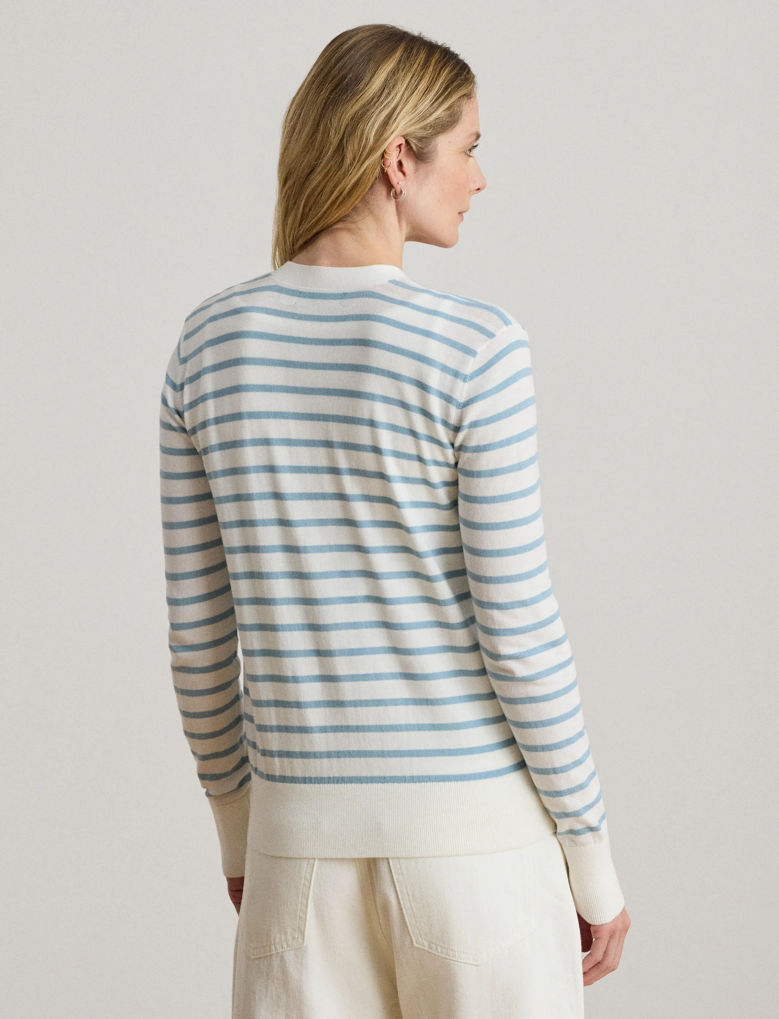 Lauren Ralph Lauren - SUPERFINE COTTON-SWEATER-CARDIGAN - cardigans - white/blue note - 3