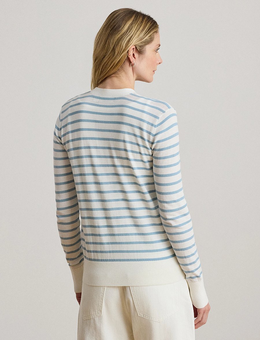 Lauren Ralph Lauren - SUPERFINE COTTON-SWEATER-CARDIGAN - kardiganid - white/blue note - 3