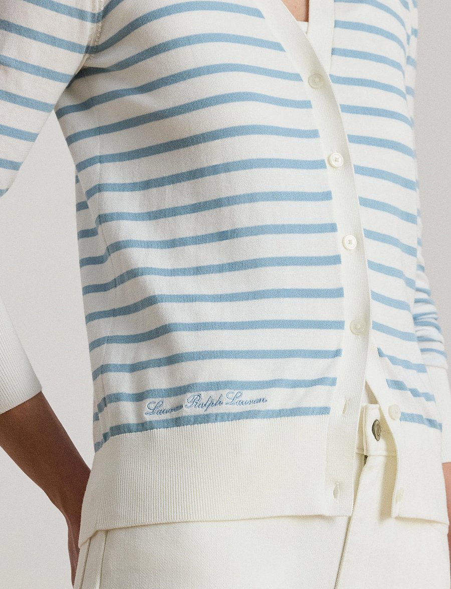 Lauren Ralph Lauren - SUPERFINE COTTON-SWEATER-CARDIGAN - kardiganid - white/blue note - 4