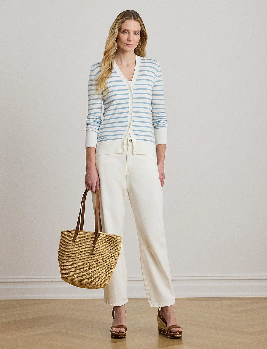 Lauren Ralph Lauren - SUPERFINE COTTON-SWEATER-CARDIGAN - kardiganid - white/blue note - 5