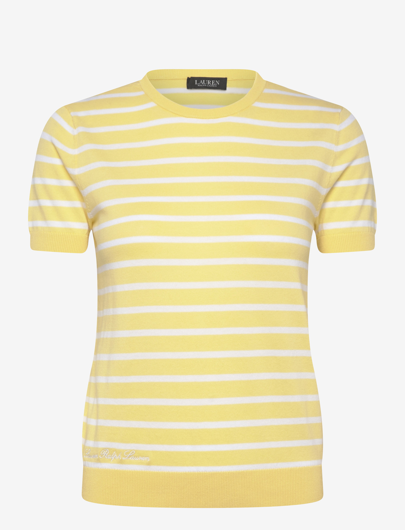 Lauren Ralph Lauren - SUPERFINE COTTON-SWEATER-PULLOVER - striktrøjer - lemon sorbet/whit - 1