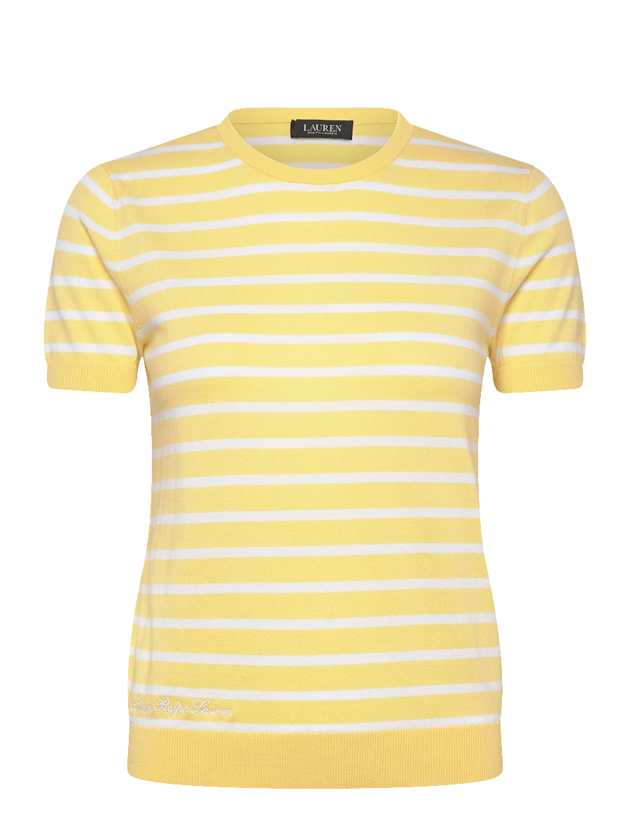Lauren Ralph Lauren - SUPERFINE COTTON-SWEATER-PULLOVER - pullover - lemon sorbet/whit - 1