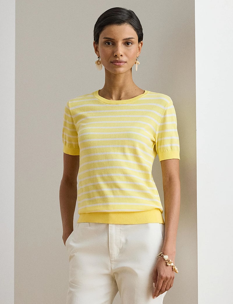 Lauren Ralph Lauren - SUPERFINE COTTON-SWEATER-PULLOVER - sviitrid - lemon sorbet/whit - 0