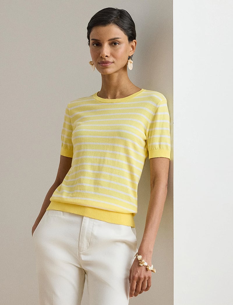 Lauren Ralph Lauren - SUPERFINE COTTON-SWEATER-PULLOVER - sviitrid - lemon sorbet/whit - 3