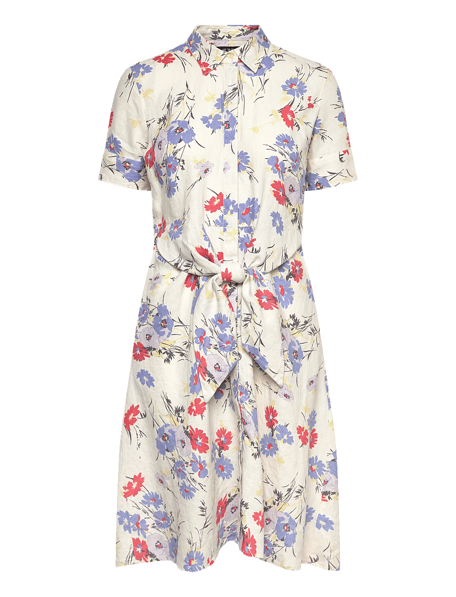 Lauren Ralph Lauren - Floral Tie-Front Linen Shirtdress - midikleidid - cream multi - 1