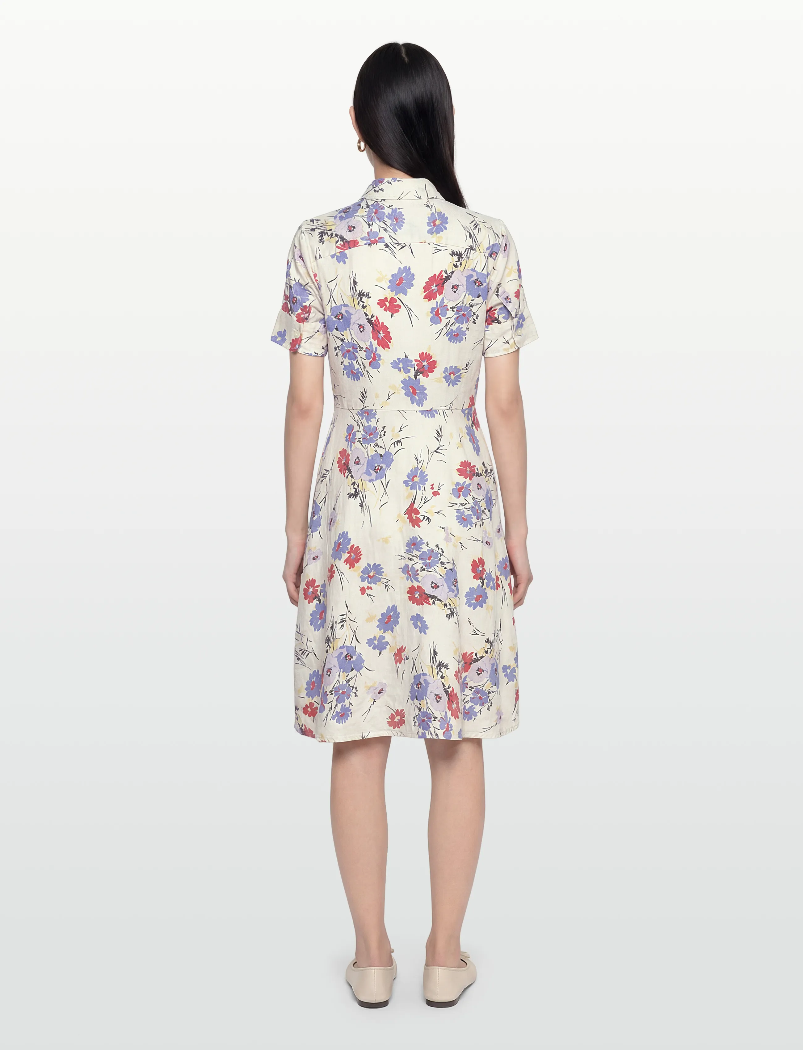Lauren Ralph Lauren - Floral Tie-Front Linen Shirtdress - midikleider - cream multi - 4