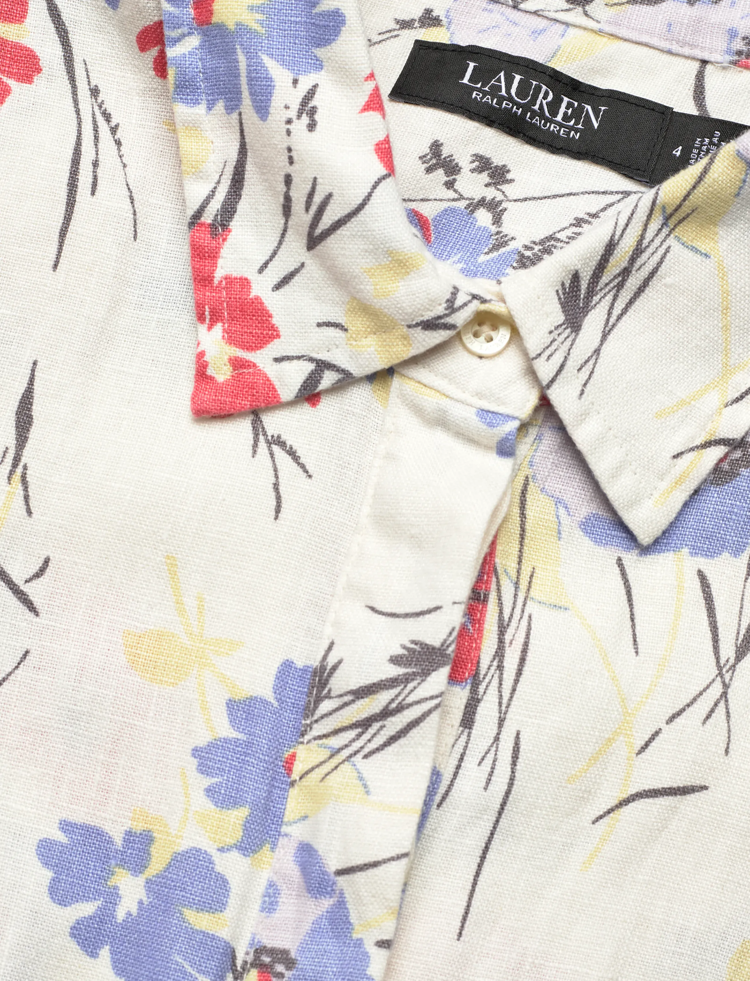 Lauren Ralph Lauren - Floral Tie-Front Linen Shirtdress - midikleider - cream multi - 5