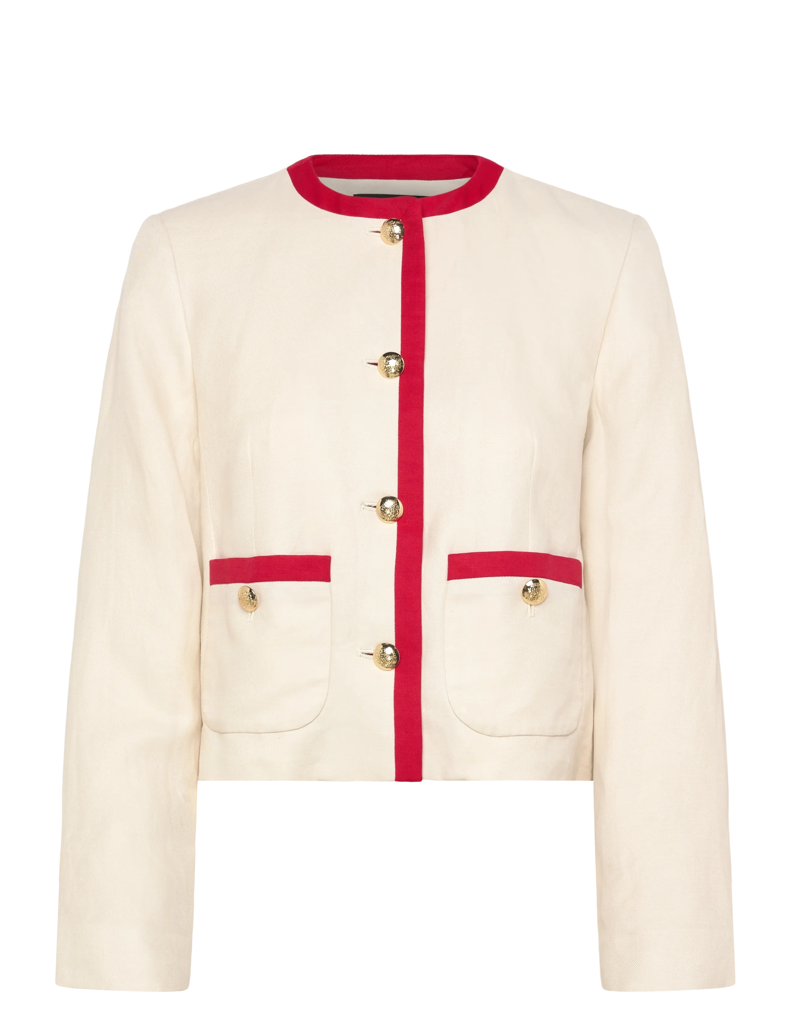 Lauren Ralph Lauren - Two-Tone Linen-Blend Twill Blazer - forårsjakker - mascarpone cream - 1