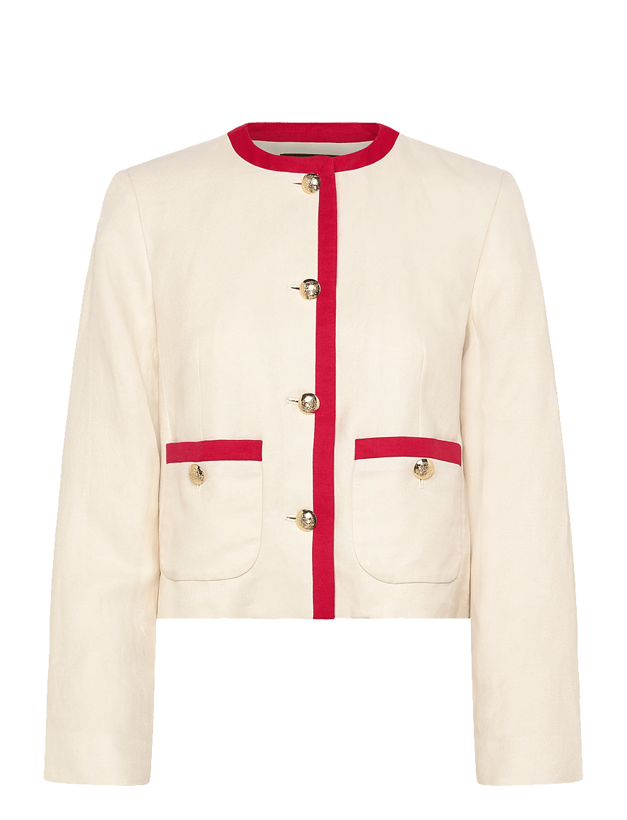 Lauren Ralph Lauren - Two-Tone Linen-Blend Twill Blazer - tunna jackor - mascarpone cream - 1
