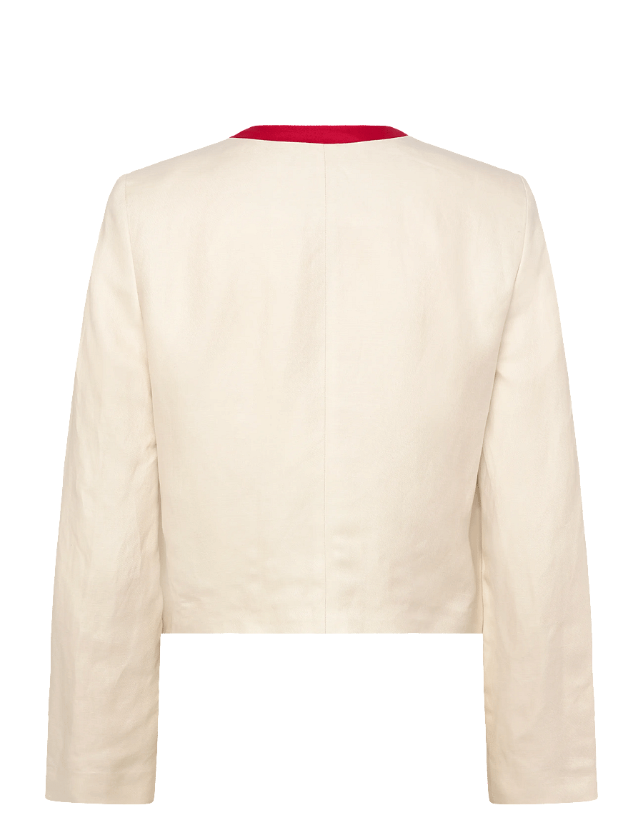 Lauren Ralph Lauren - Two-Tone Linen-Blend Twill Blazer - tunna jackor - mascarpone cream - 2