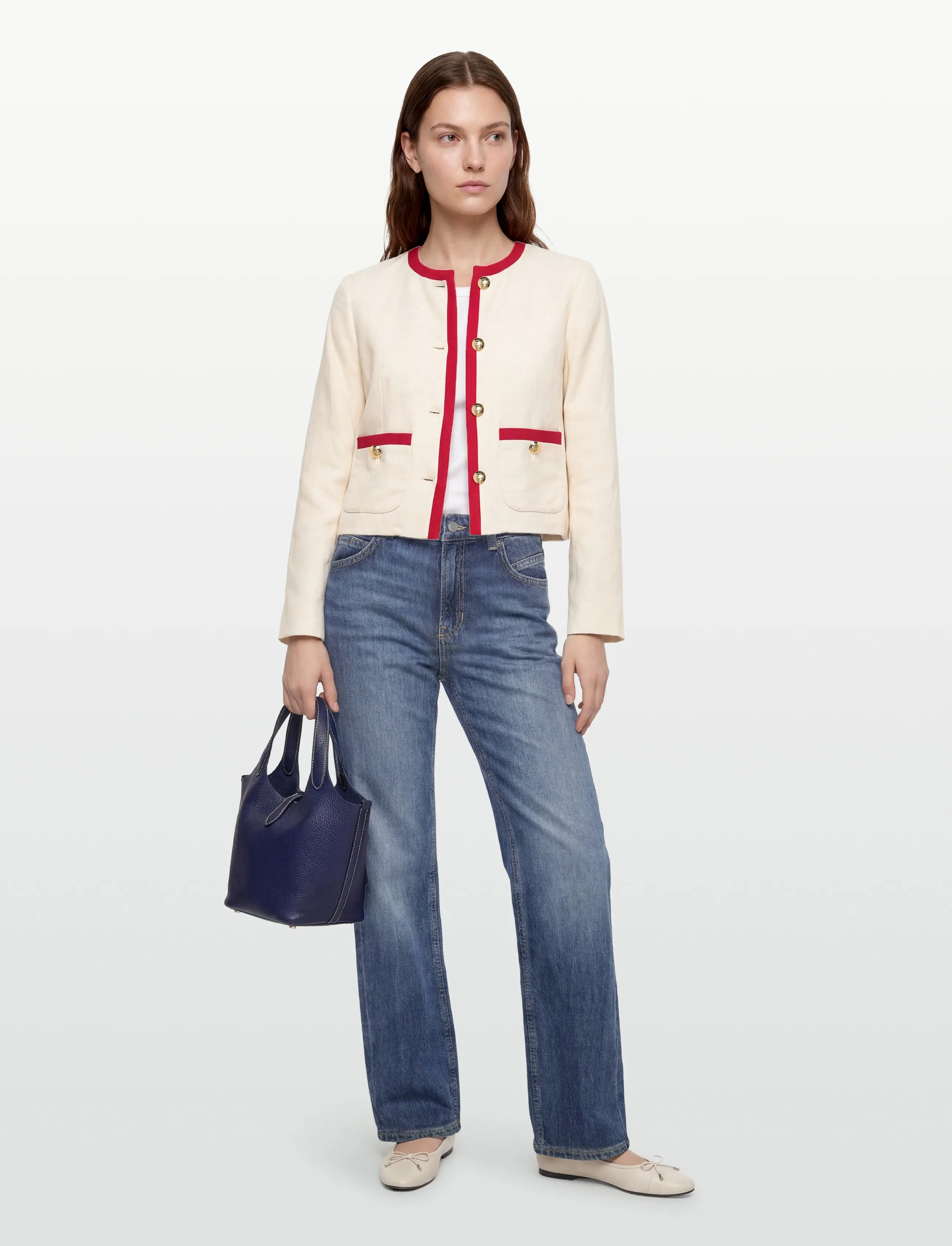 Lauren Ralph Lauren Two-Tone Linen-Blend Twill Blazer - Lauren Ralph Lauren - MASCARPONE CREAM / cream