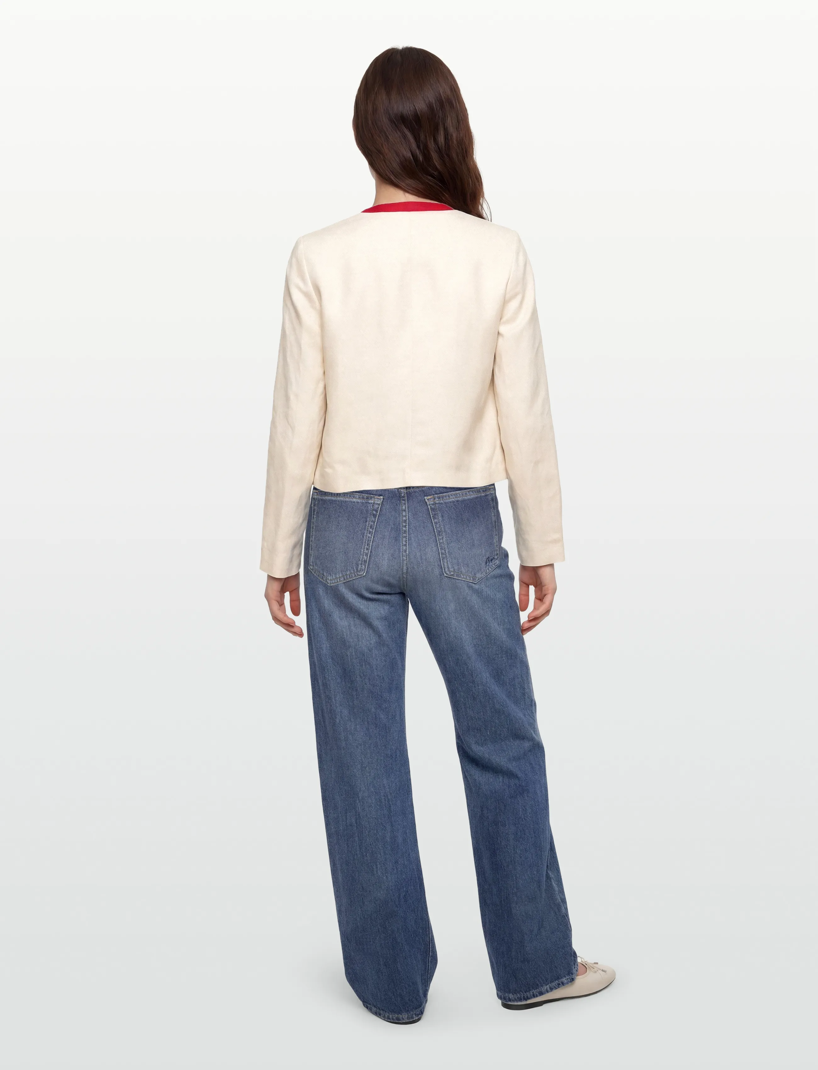 Lauren Ralph Lauren - Two-Tone Linen-Blend Twill Blazer - forårsjakker - mascarpone cream - 4