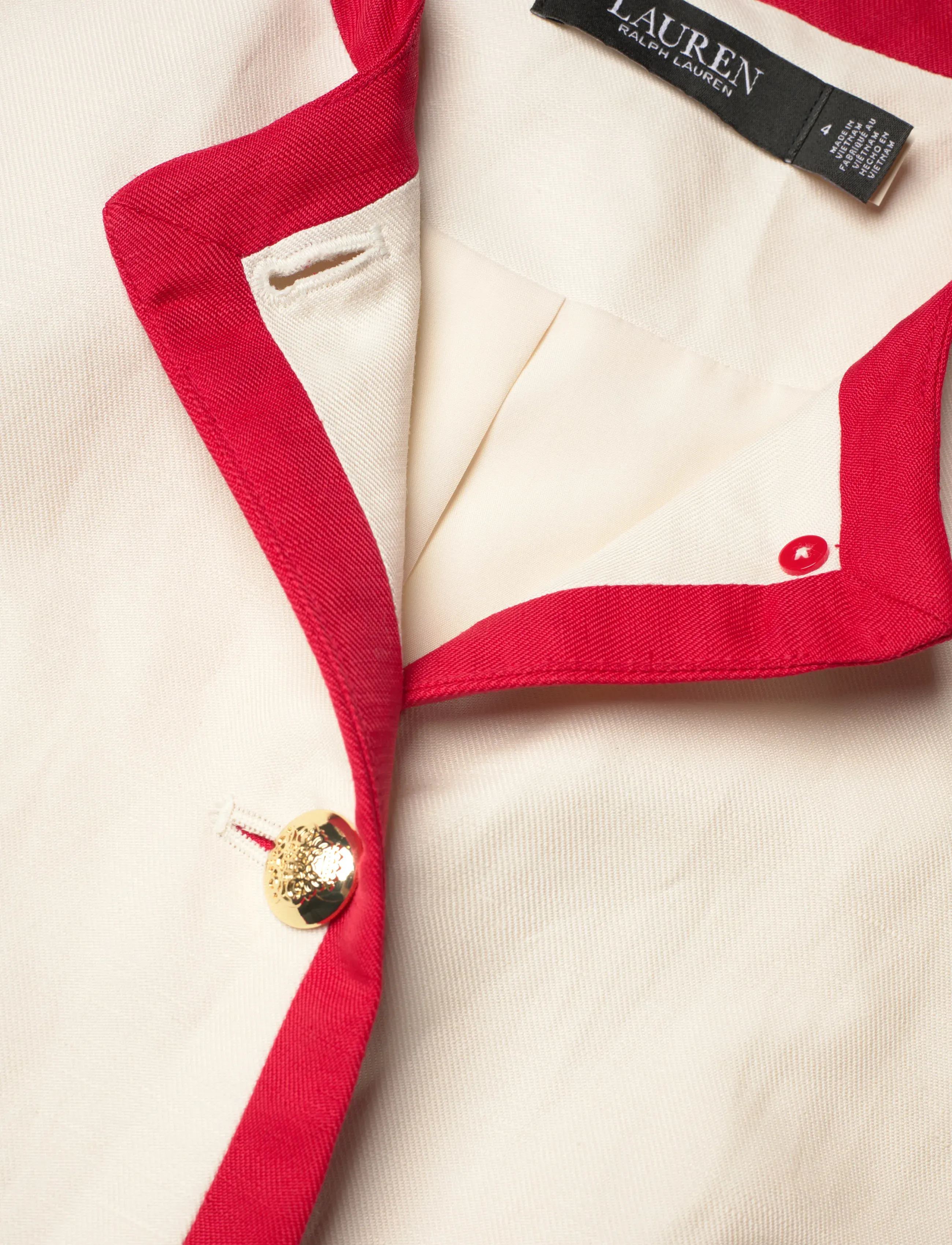 Lauren Ralph Lauren - Two-Tone Linen-Blend Twill Blazer - forårsjakker - mascarpone cream - 5