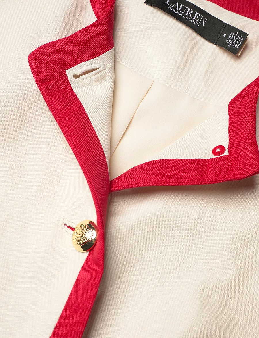 Lauren Ralph Lauren - Two-Tone Linen-Blend Twill Blazer - tunna jackor - mascarpone cream - 5
