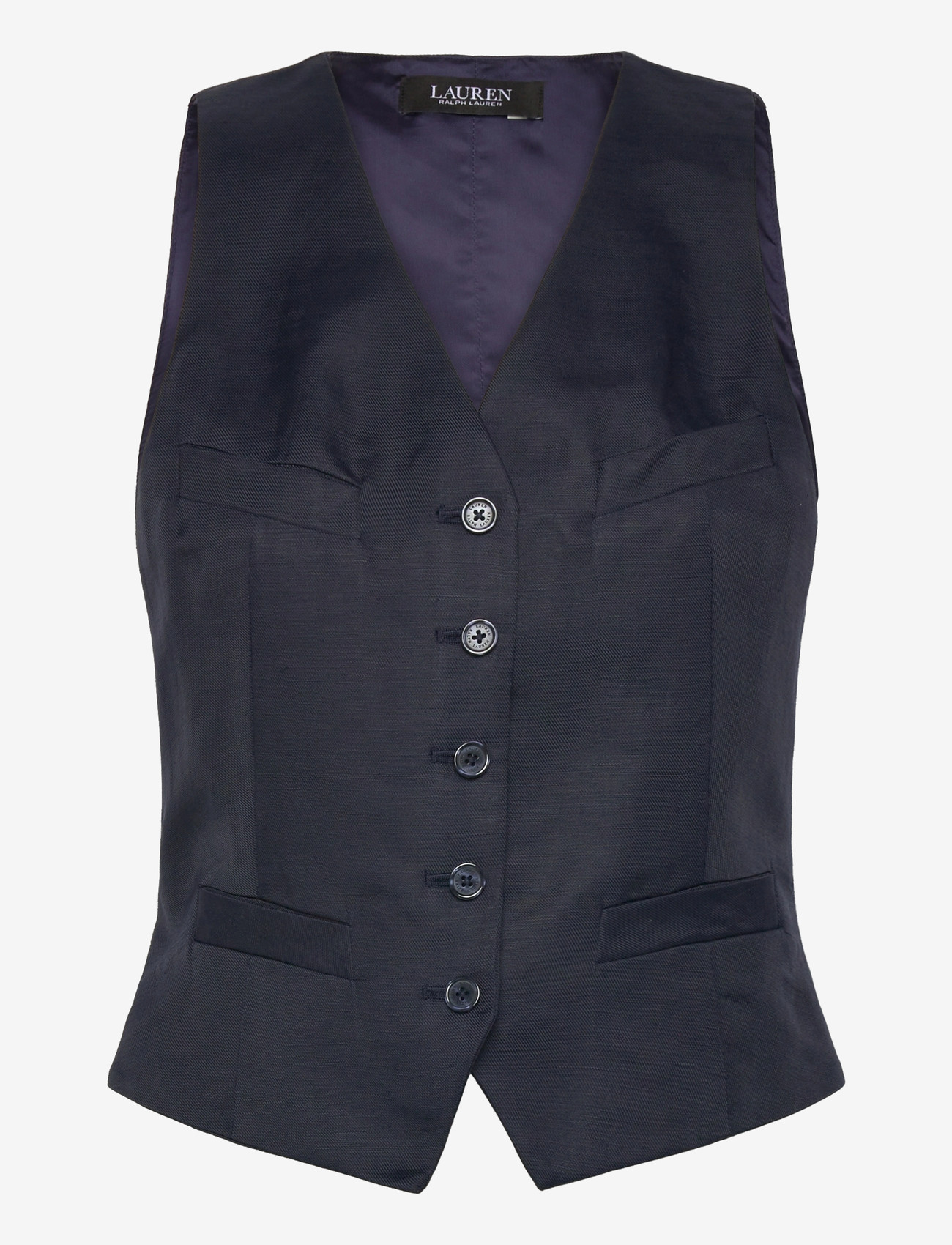 Lauren Ralph Lauren - LT DRAPY LINEN VISC-WVN-VEST - knitted vests - lauren navy - 0