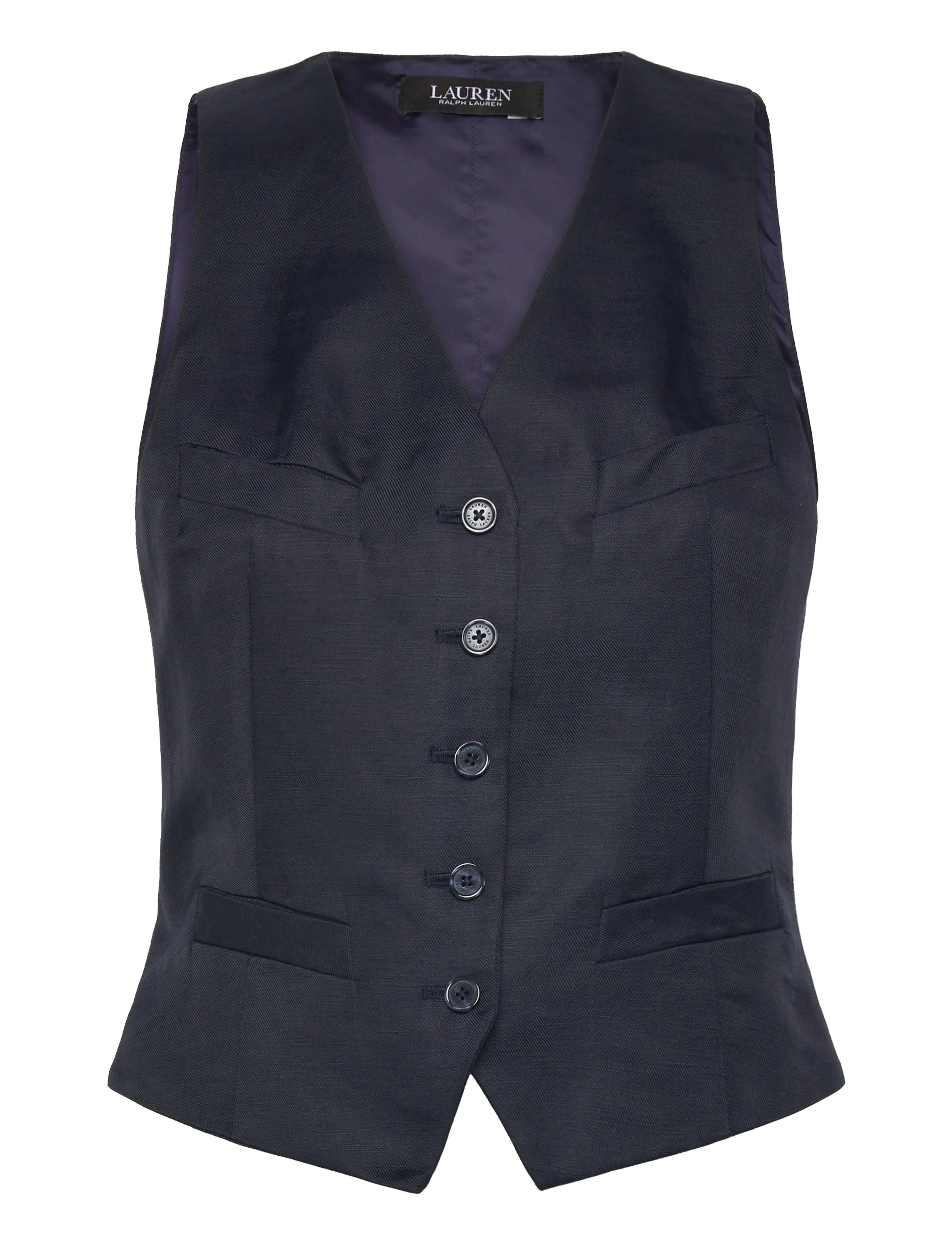 Lauren Ralph Lauren LT DRAPY LINEN VISC-WVN-VEST - Knitted vests - LAUREN NAVY / black