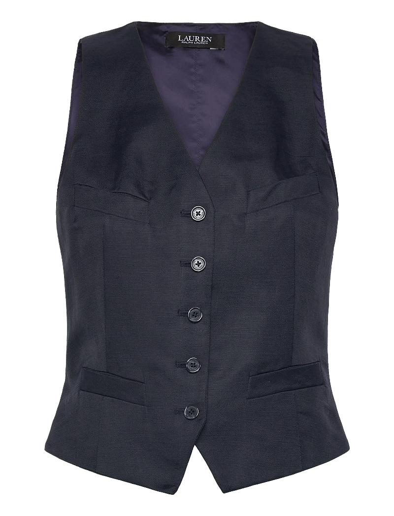 Lauren Ralph Lauren - LT DRAPY LINEN VISC-WVN-VEST - knitted vests - lauren navy - 0