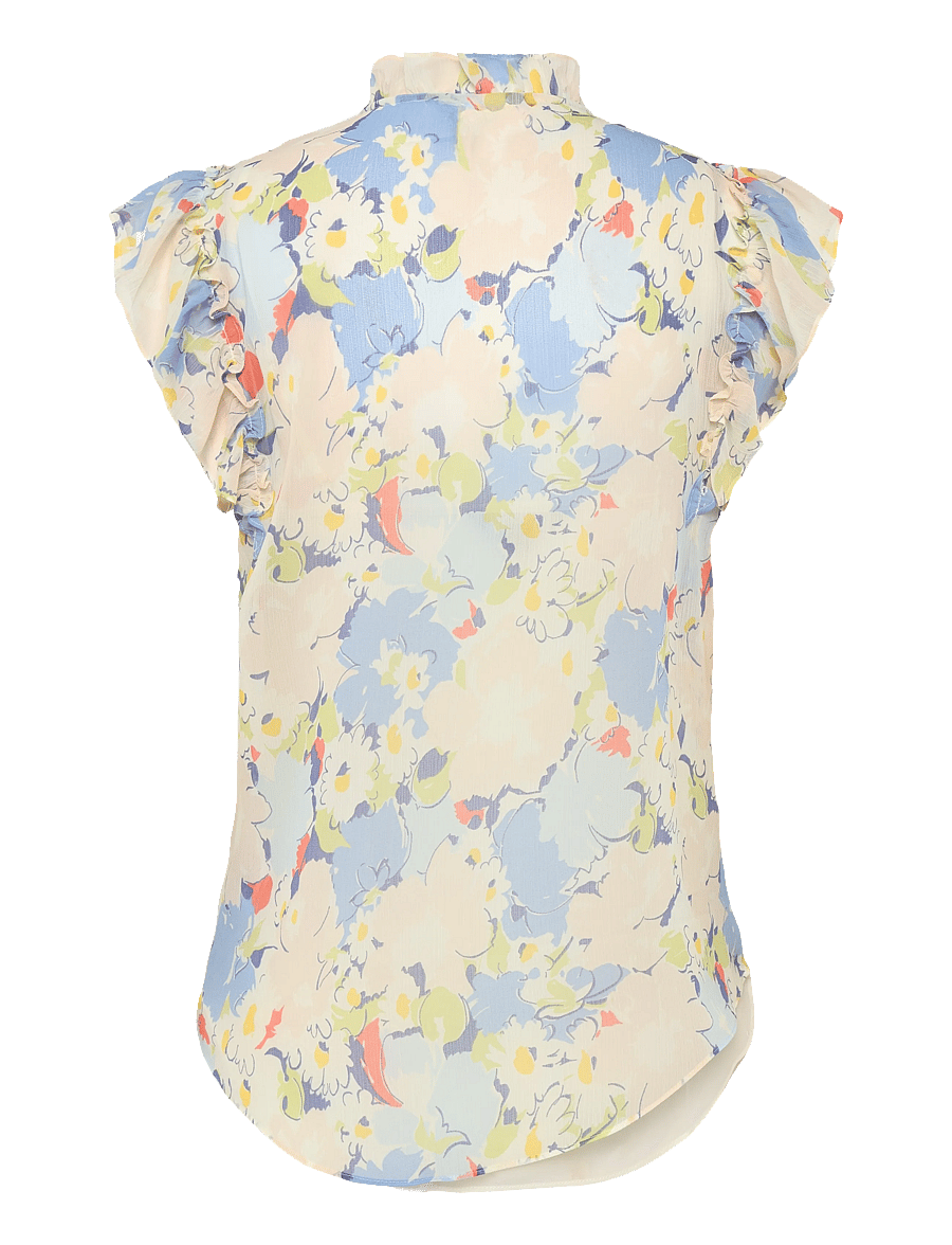 Lauren Ralph Lauren - POLY CRINKLE GGT 58-WVN-SHIRT - kortærmede bluser - blue multi - 1