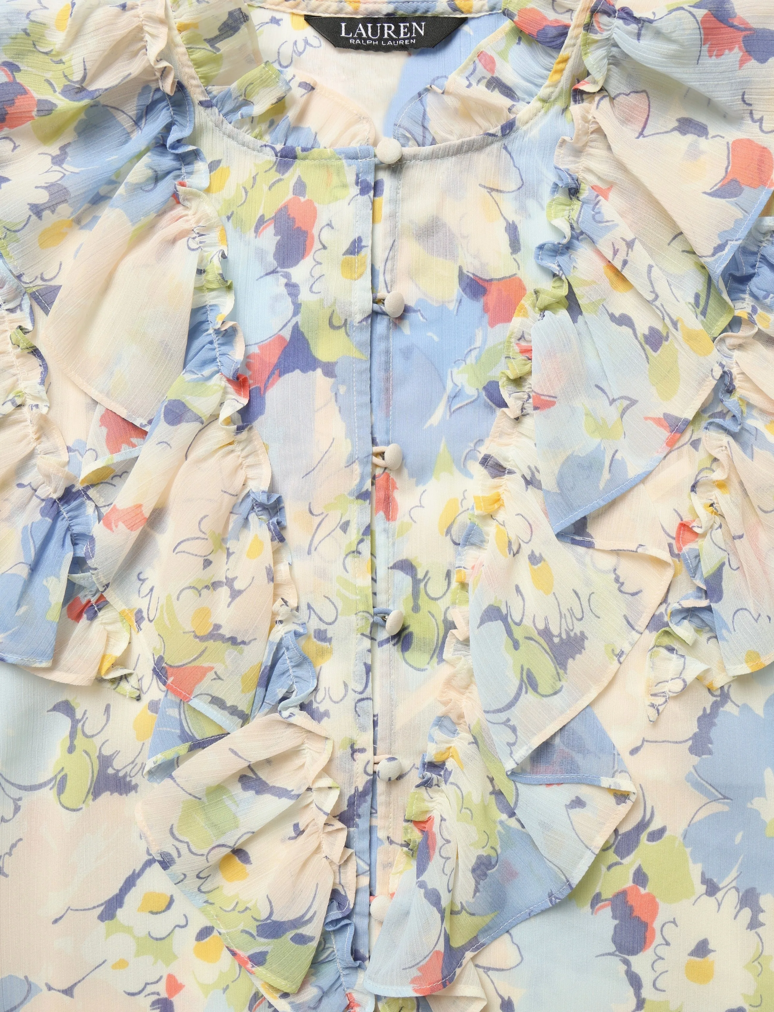 Lauren Ralph Lauren - POLY CRINKLE GGT 58-WVN-SHIRT - kortærmede bluser - blue multi - 2