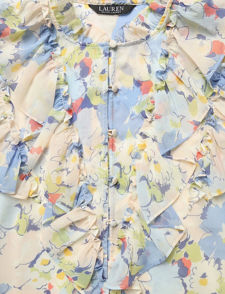 Lauren Ralph Lauren - POLY CRINKLE GGT 58-WVN-SHIRT - kortærmede bluser - blue multi - 2