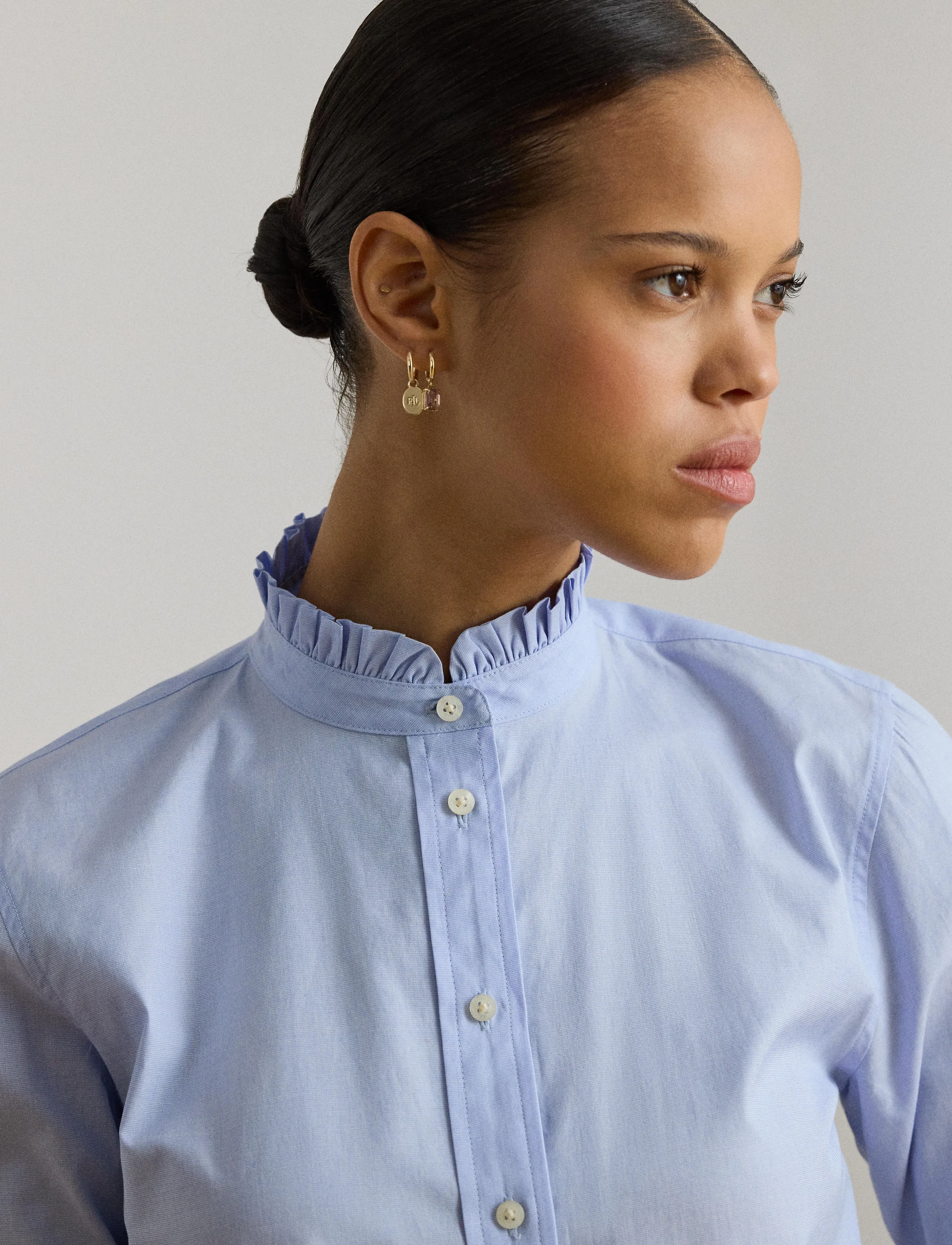 Lauren Ralph Lauren - Y/D CTTN END ON END-WVN-SHIRT - long-sleeved shirts - light sky blue - 4