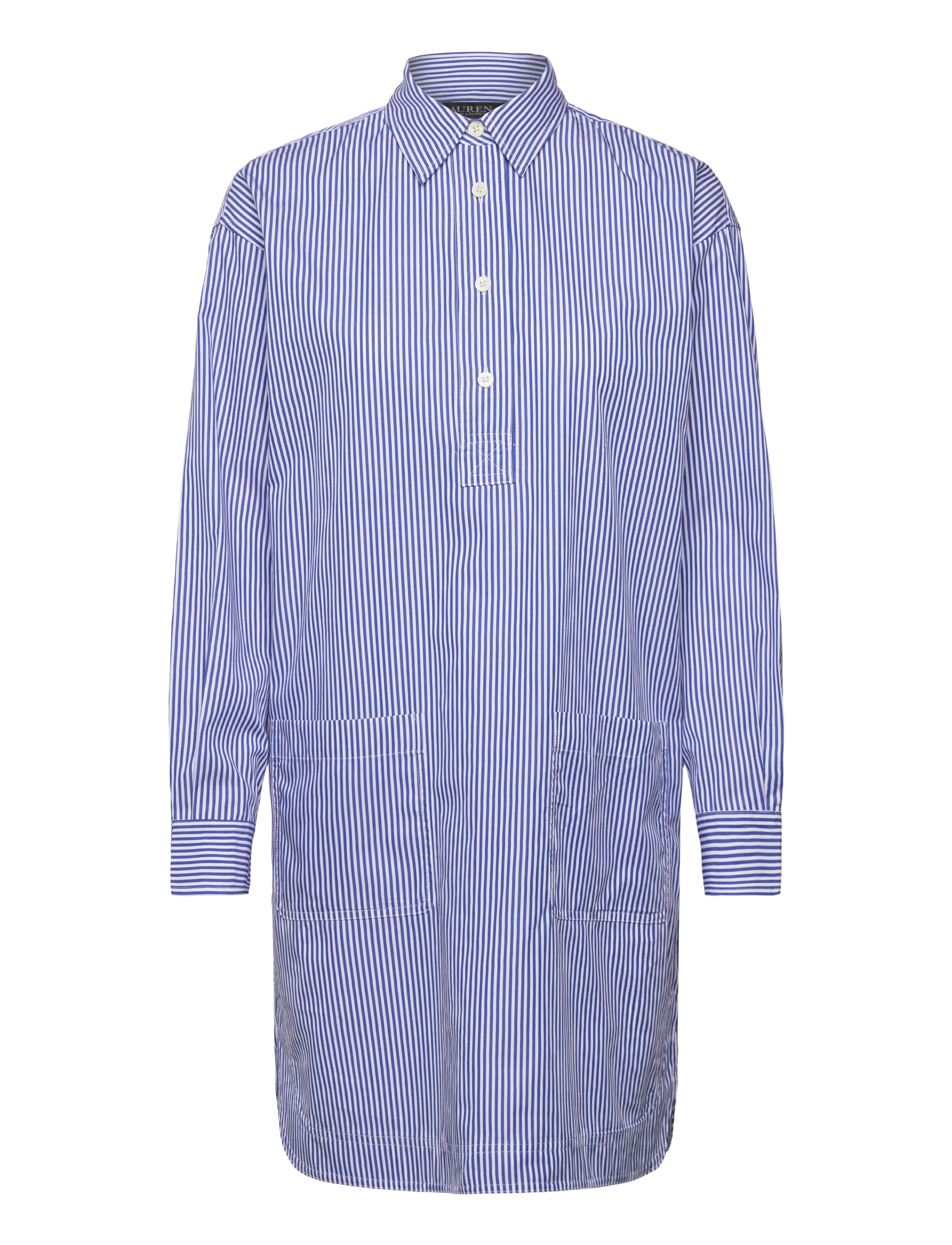 Lauren Ralph Lauren Striped Cotton Broadcloth Shirtdress - Ralph Lauren - BLUE/WHITE / blue