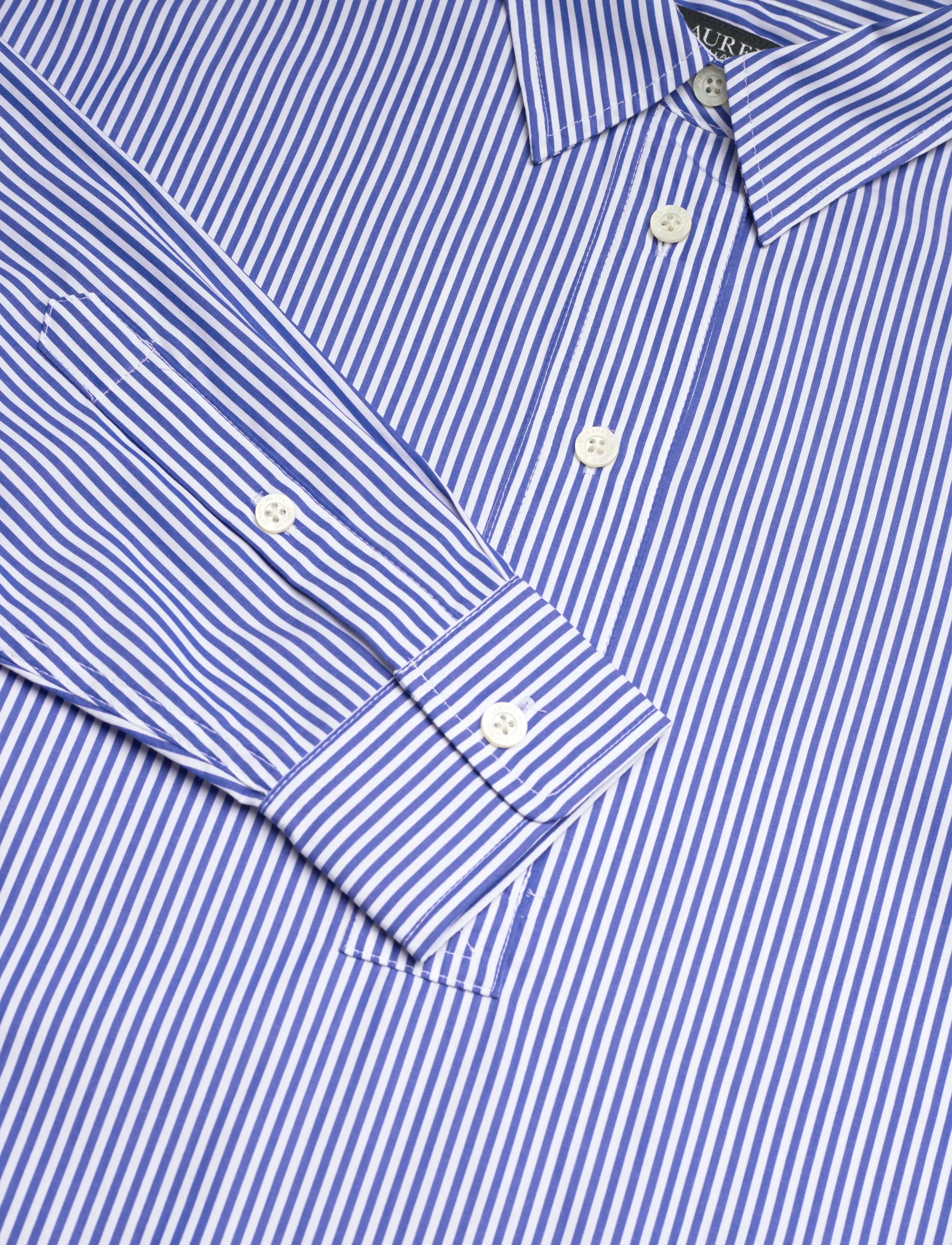 Lauren Ralph Lauren - Striped Cotton Broadcloth Shirtdress - skjortekjoler - blue/white - 4
