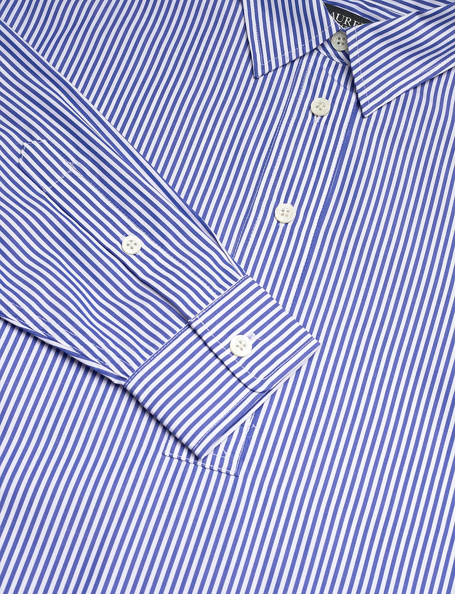 Lauren Ralph Lauren - Striped Cotton Broadcloth Shirtdress - hemdkleider - blue/white - 4
