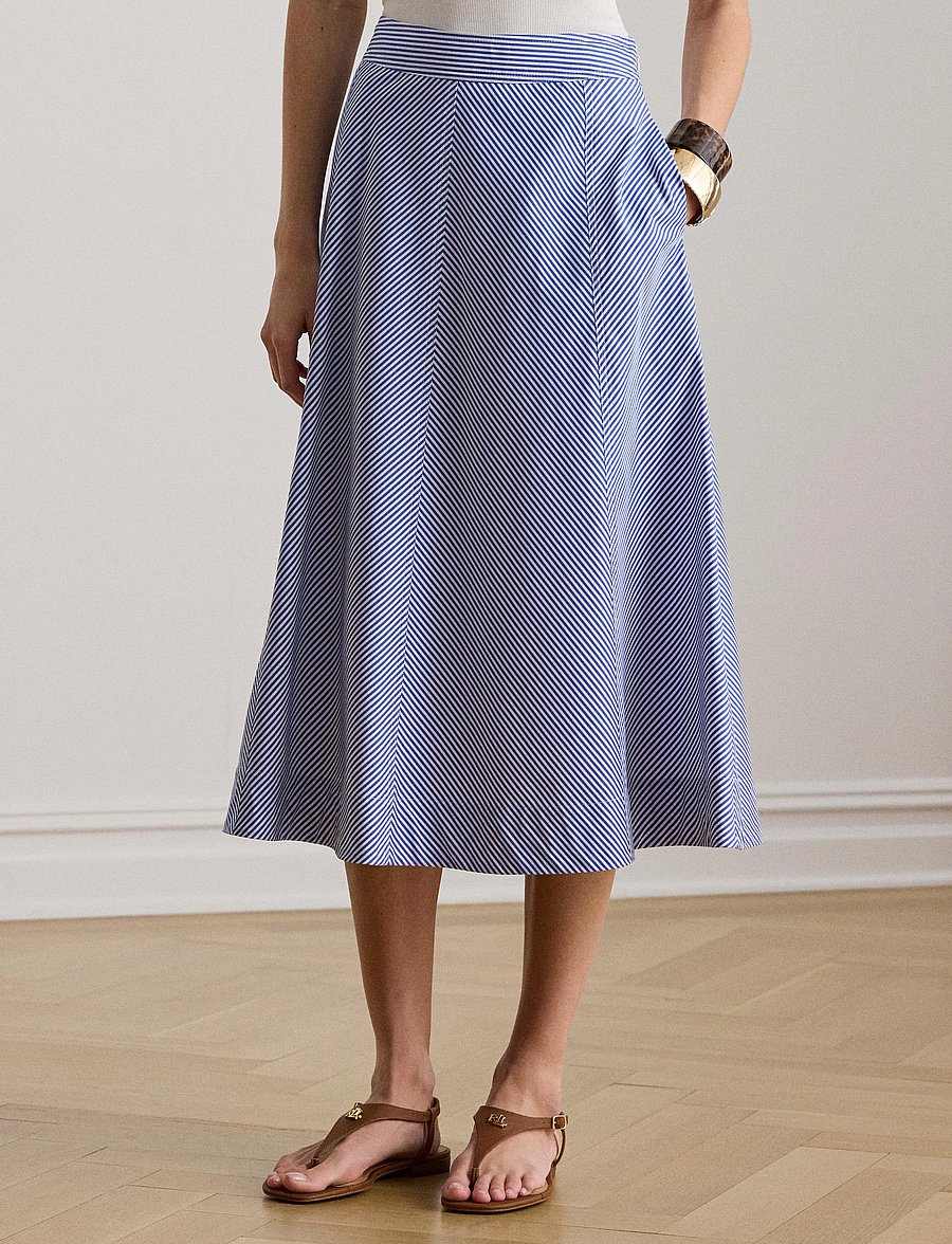 Lauren Ralph Lauren - Y/D 70'S BROADCLOTH-WVN-SKIRT - maxi röcke - blue/white - 0