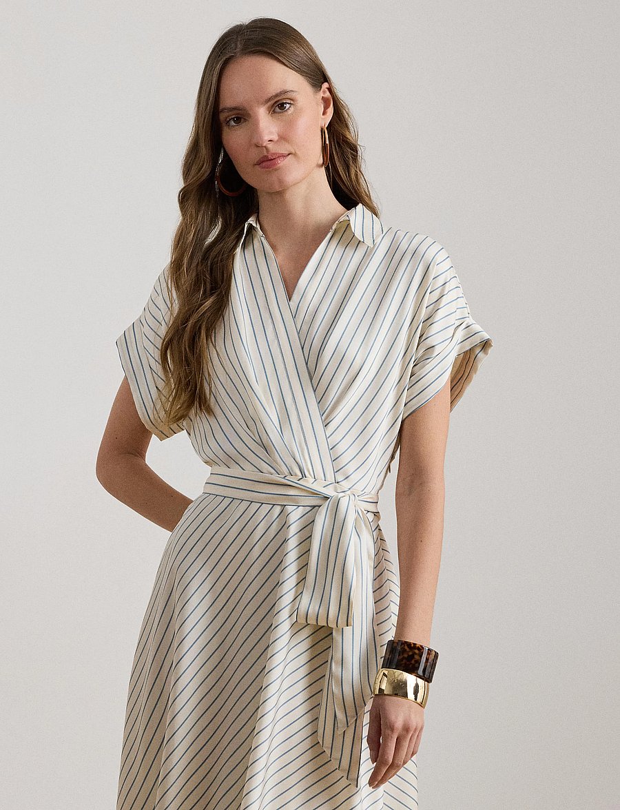 Lauren Ralph Lauren - LUXE TWILL-WVN-DRESSES - robes portefeuille - cream/blue - 0