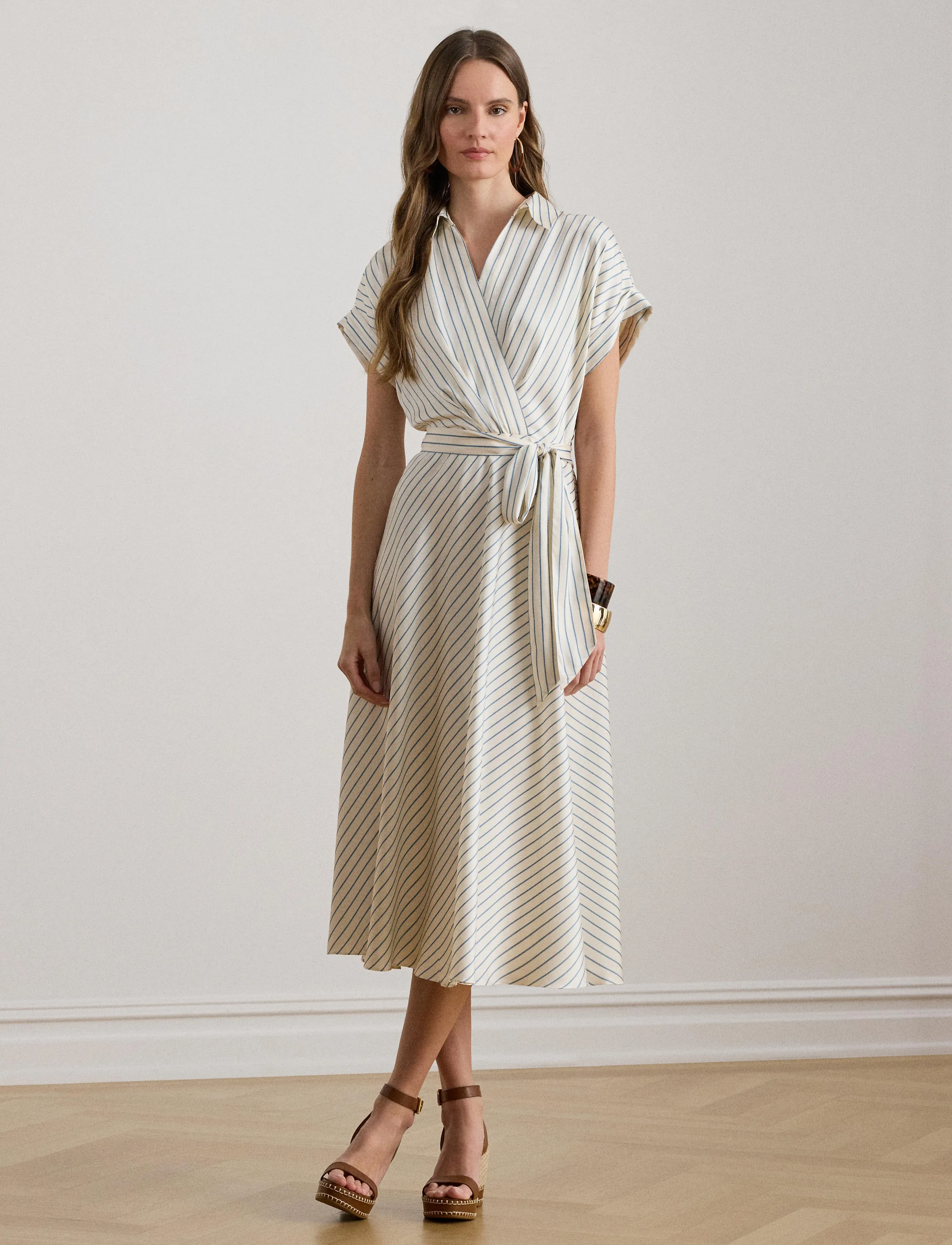 Lauren Ralph Lauren - LUXE TWILL-WVN-DRESSES - robes portefeuille - cream/blue - 3
