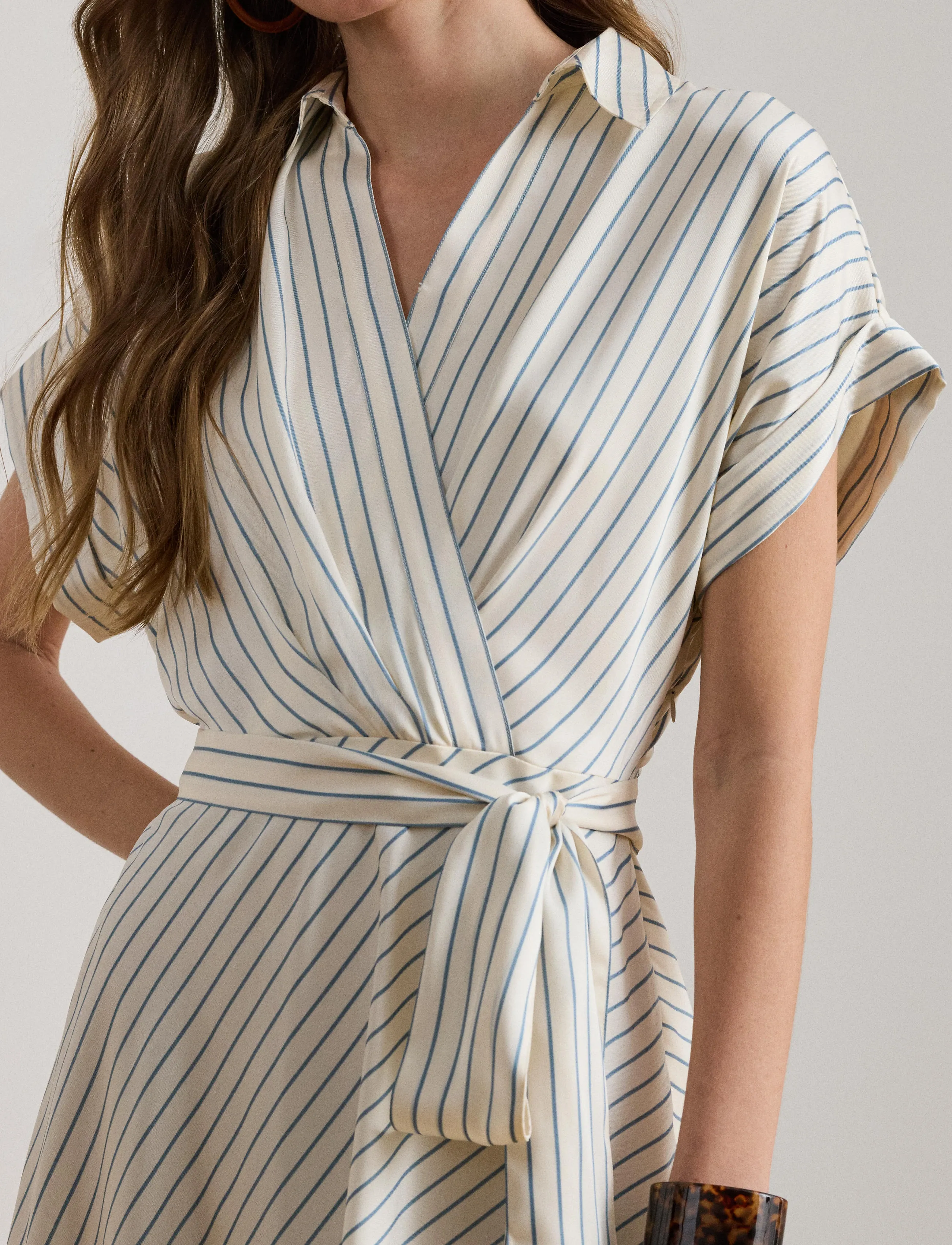 Lauren Ralph Lauren - LUXE TWILL-WVN-DRESSES - robes portefeuille - cream/blue - 4
