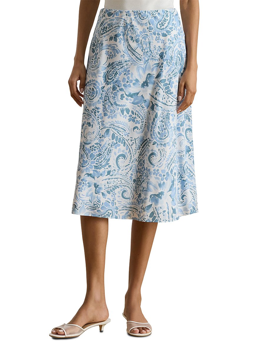 Lauren Ralph Lauren - POLY CDC 79-WVN-SKIRT - midi nederdele - white/blue - 0