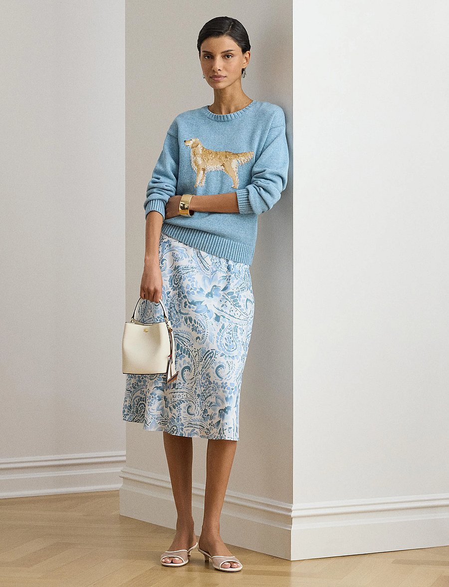 Lauren Ralph Lauren - POLY CDC 79-WVN-SKIRT - midi nederdele - white/blue - 3