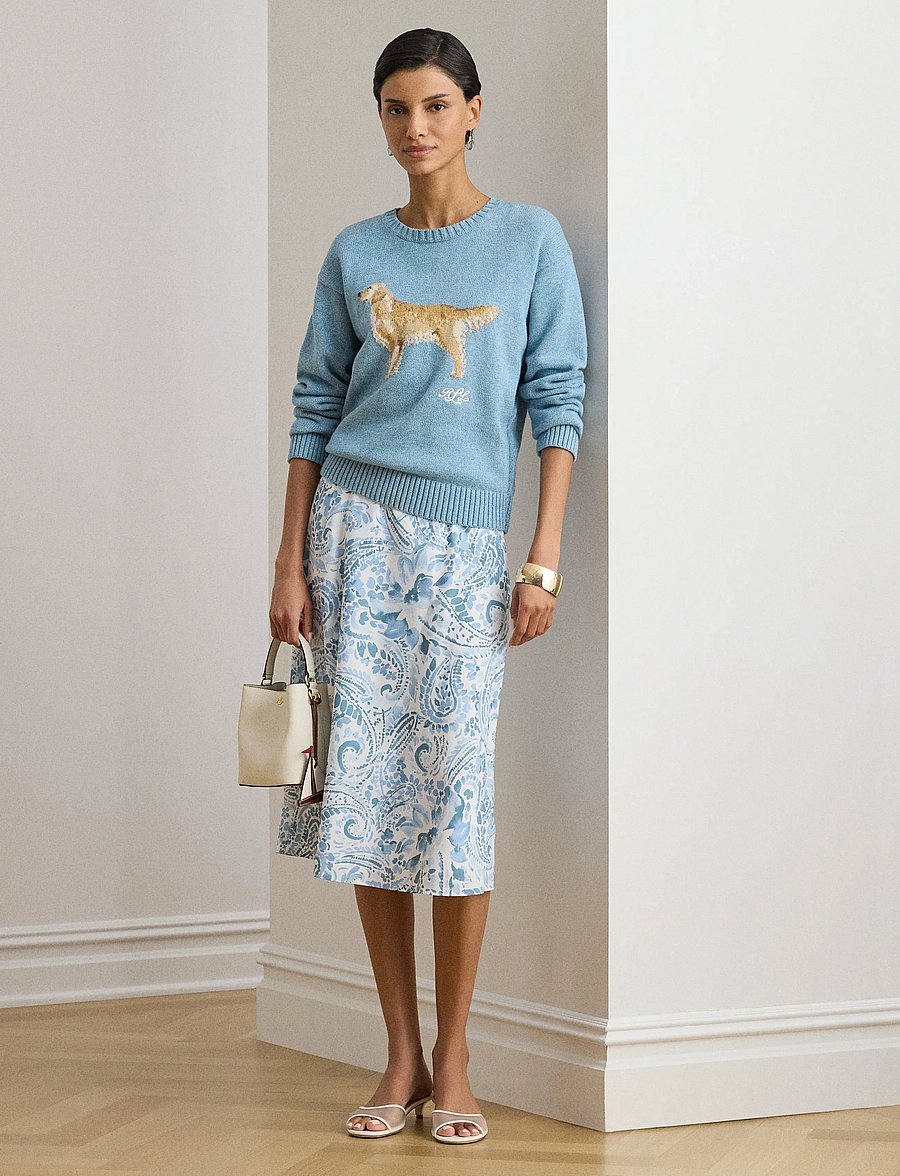 Lauren Ralph Lauren - POLY CDC 79-WVN-SKIRT - midi nederdele - white/blue - 5
