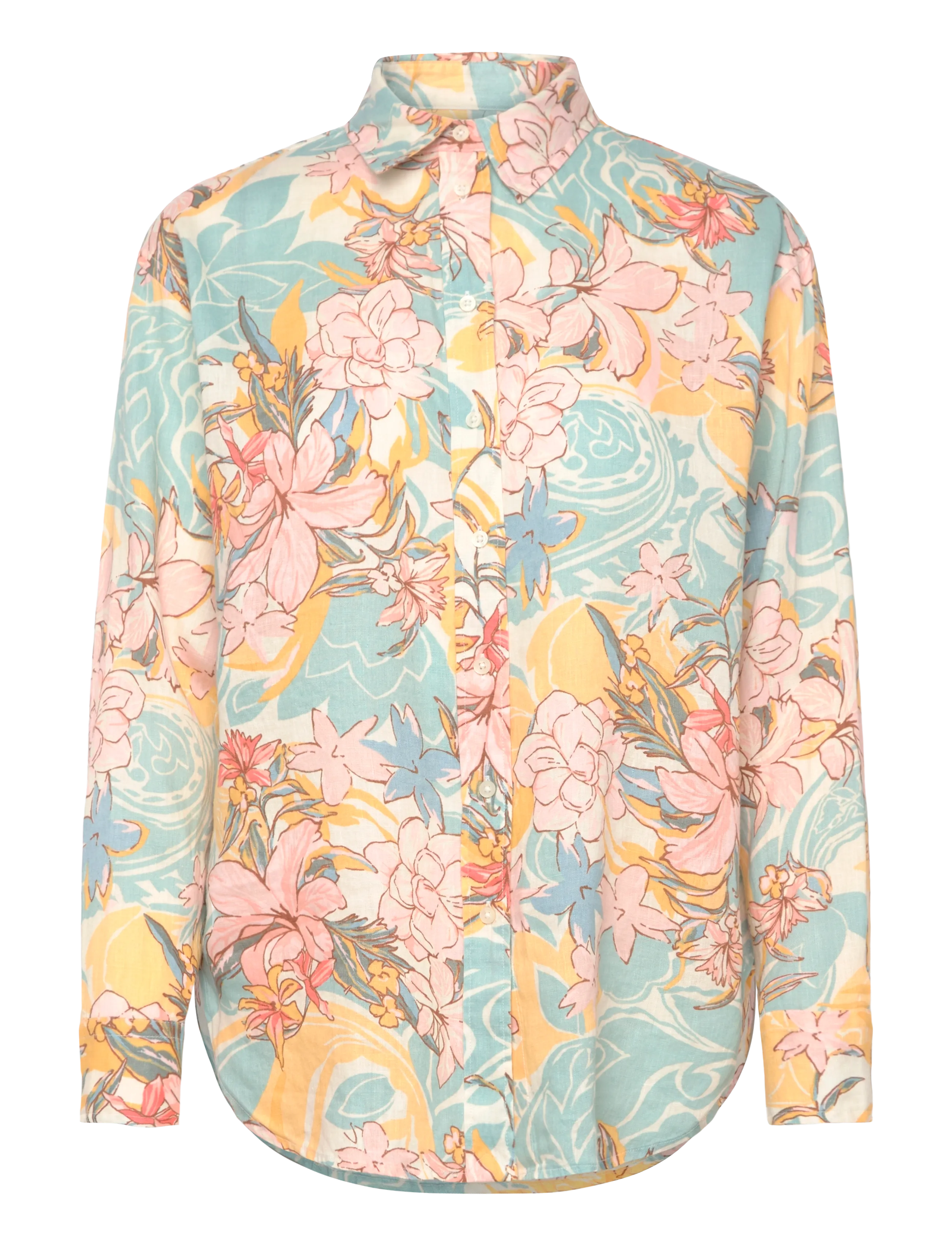 Lauren Ralph Lauren TISSUE LINEN-WVN-SHIRT - Hørskjorter - CREAM/BLUE MULTI / blue