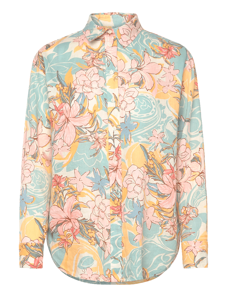 Lauren Ralph Lauren - TISSUE LINEN-WVN-SHIRT - linnen overhemden - cream/blue multi - 0