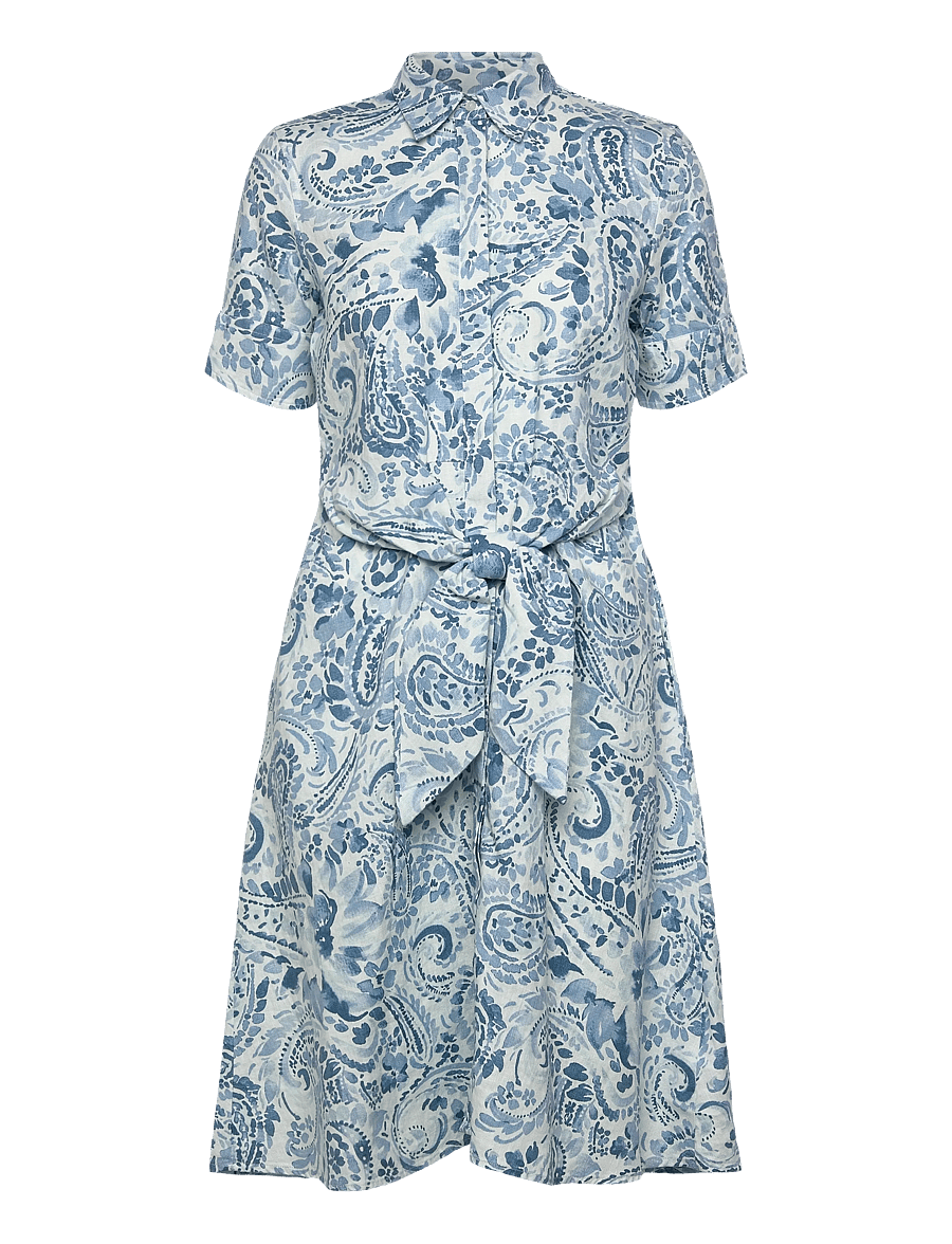 Lauren Ralph Lauren - CLASSIC LINEN-WVN-DRESSES - sommerkleider - white/blue - 1